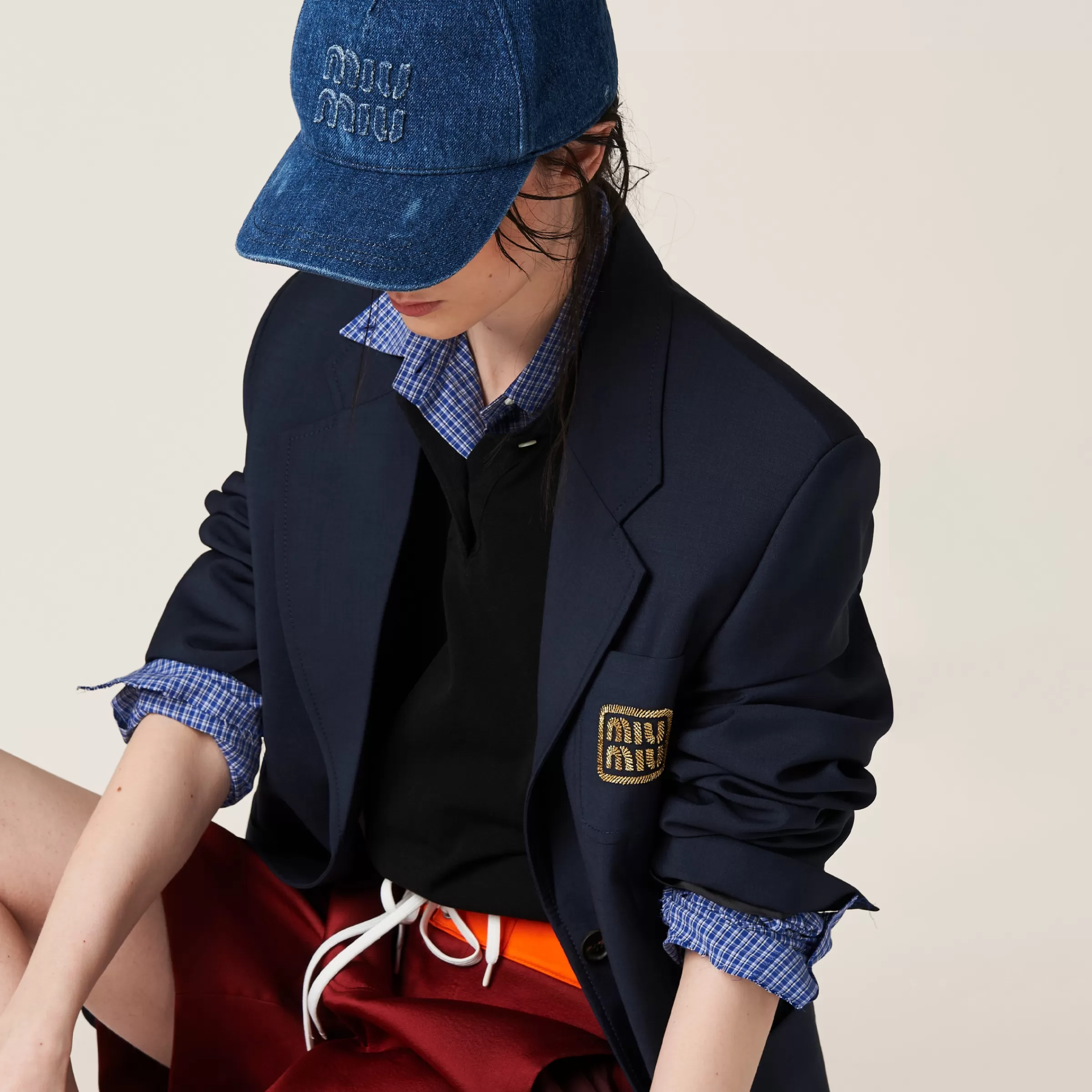 Miu Miu Cappello da baseball in denim Blu Best