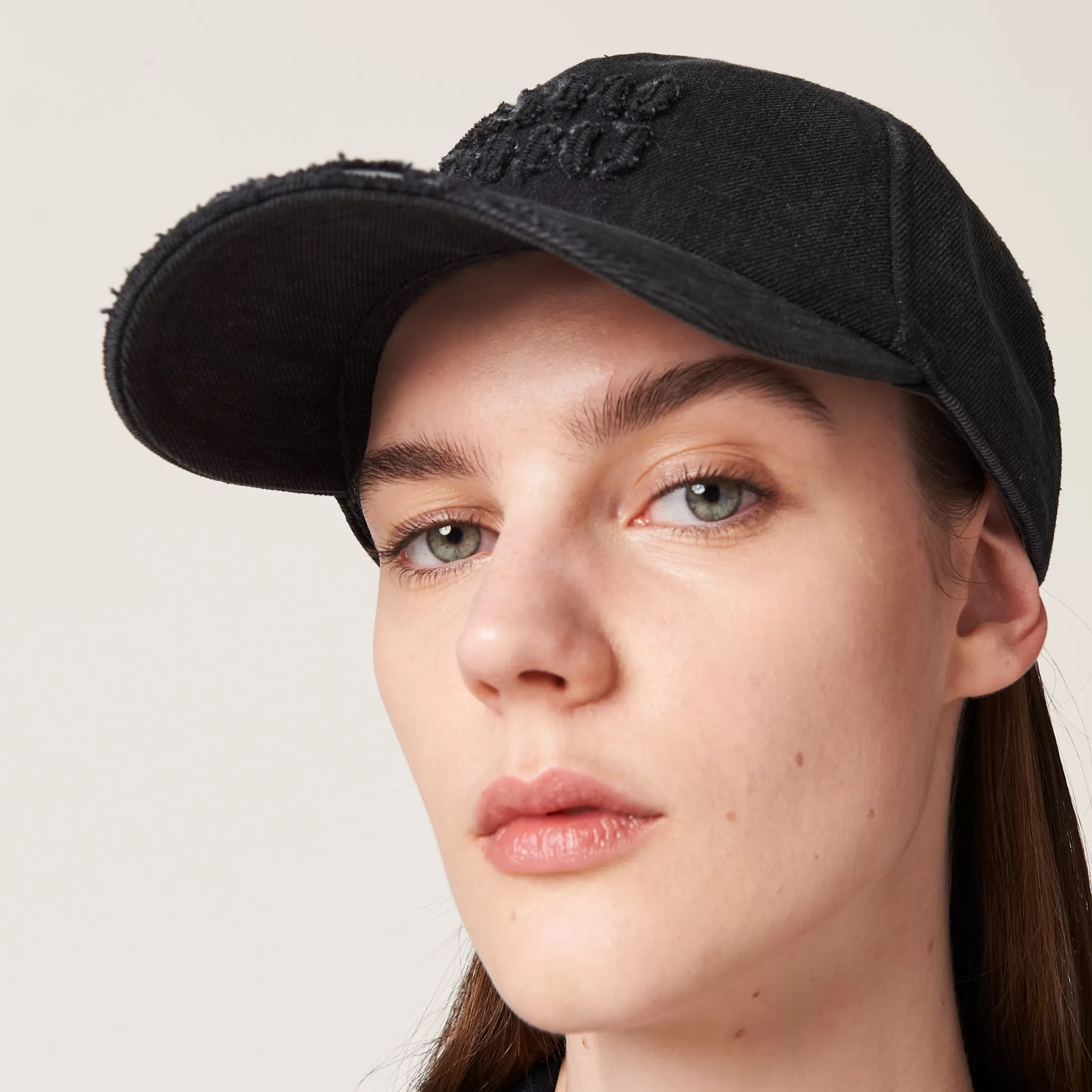 Miu Miu Cappello da baseball in denim Nero Flash Sale