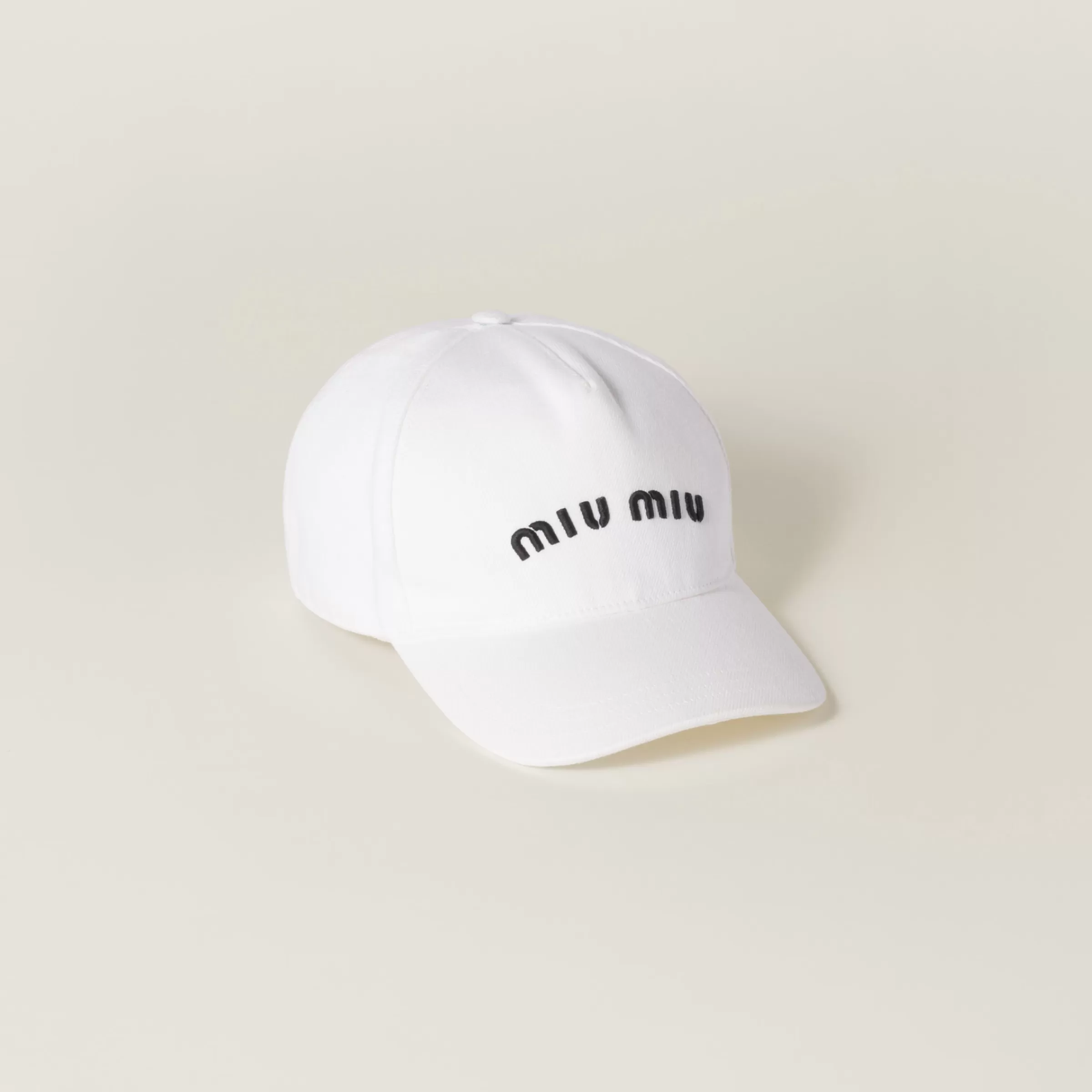 Miu Miu Cappello da baseball in Drill Bianco/Nero New