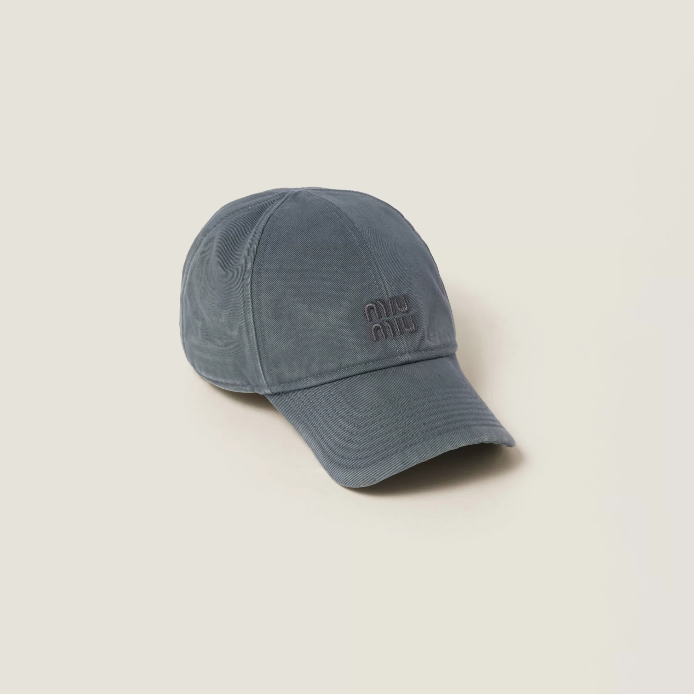 Miu Miu Cappello da baseball in drill Grigio Discount