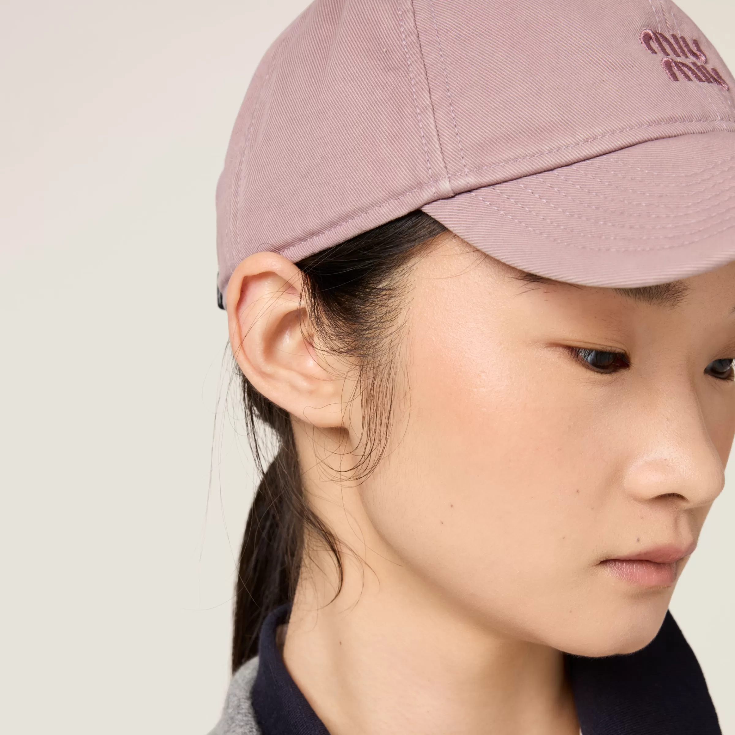 Miu Miu Cappello da baseball in drill Lampone Sale