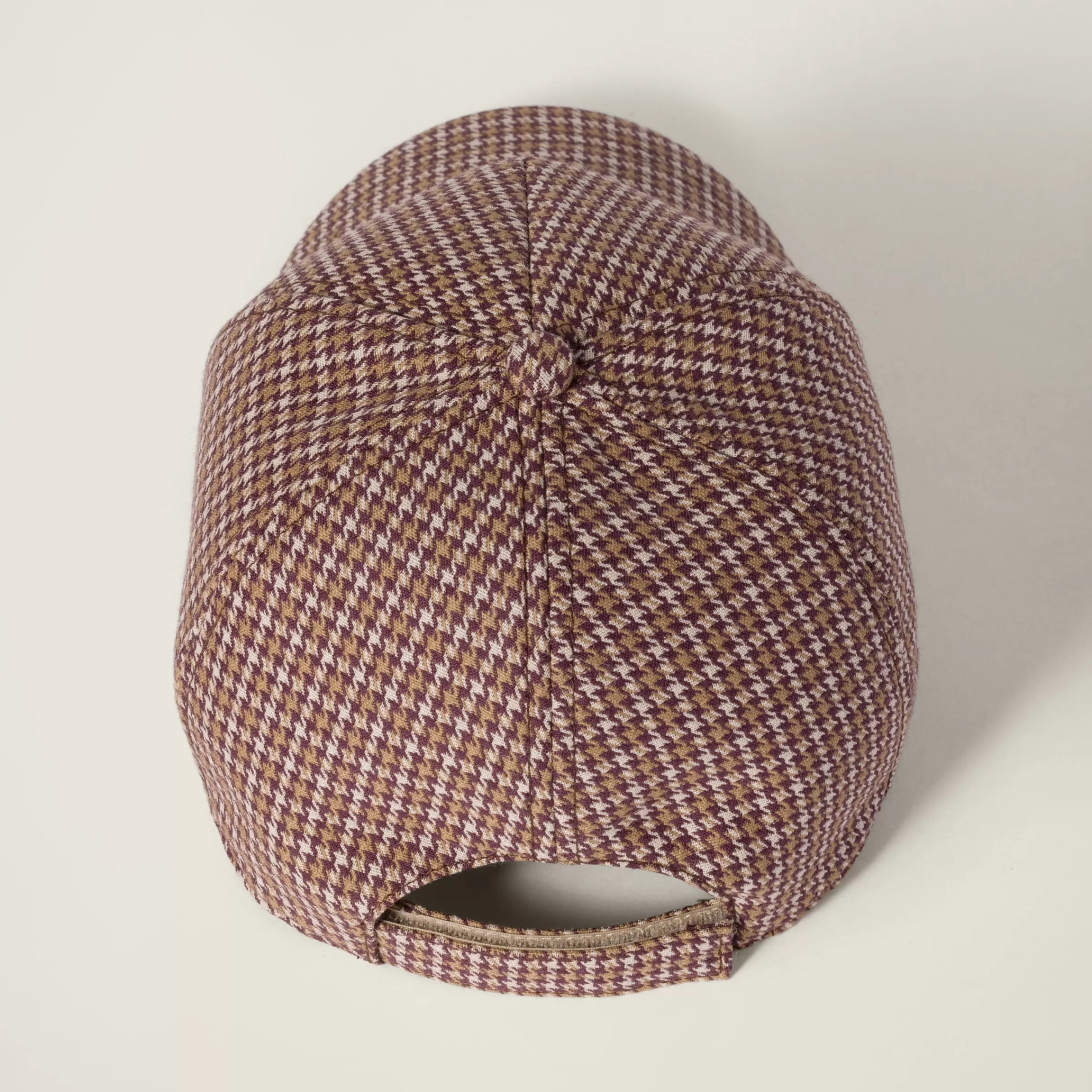 Miu Miu Cappello da baseball in lana pied de poule Biscotto Outlet