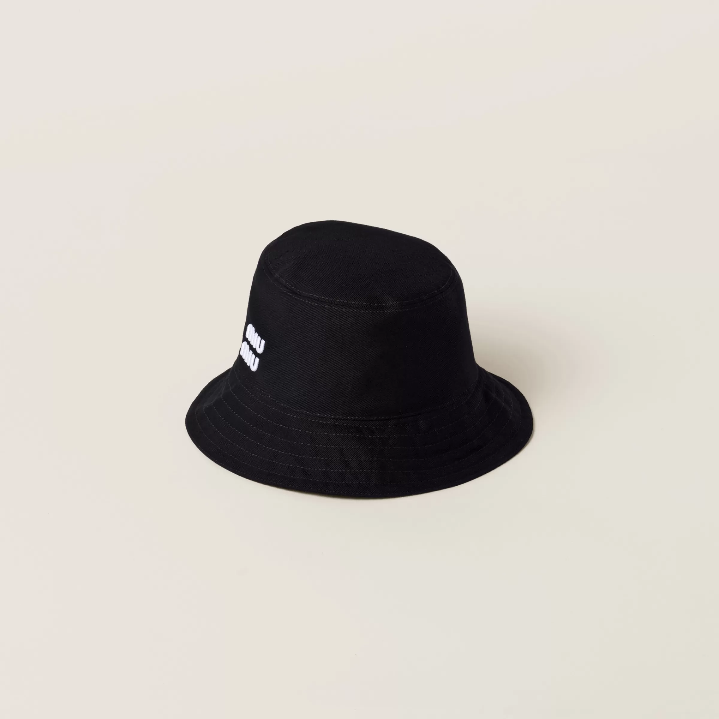 Miu Miu Cappello da pescatore in Drill Nero/Bianco Cheap