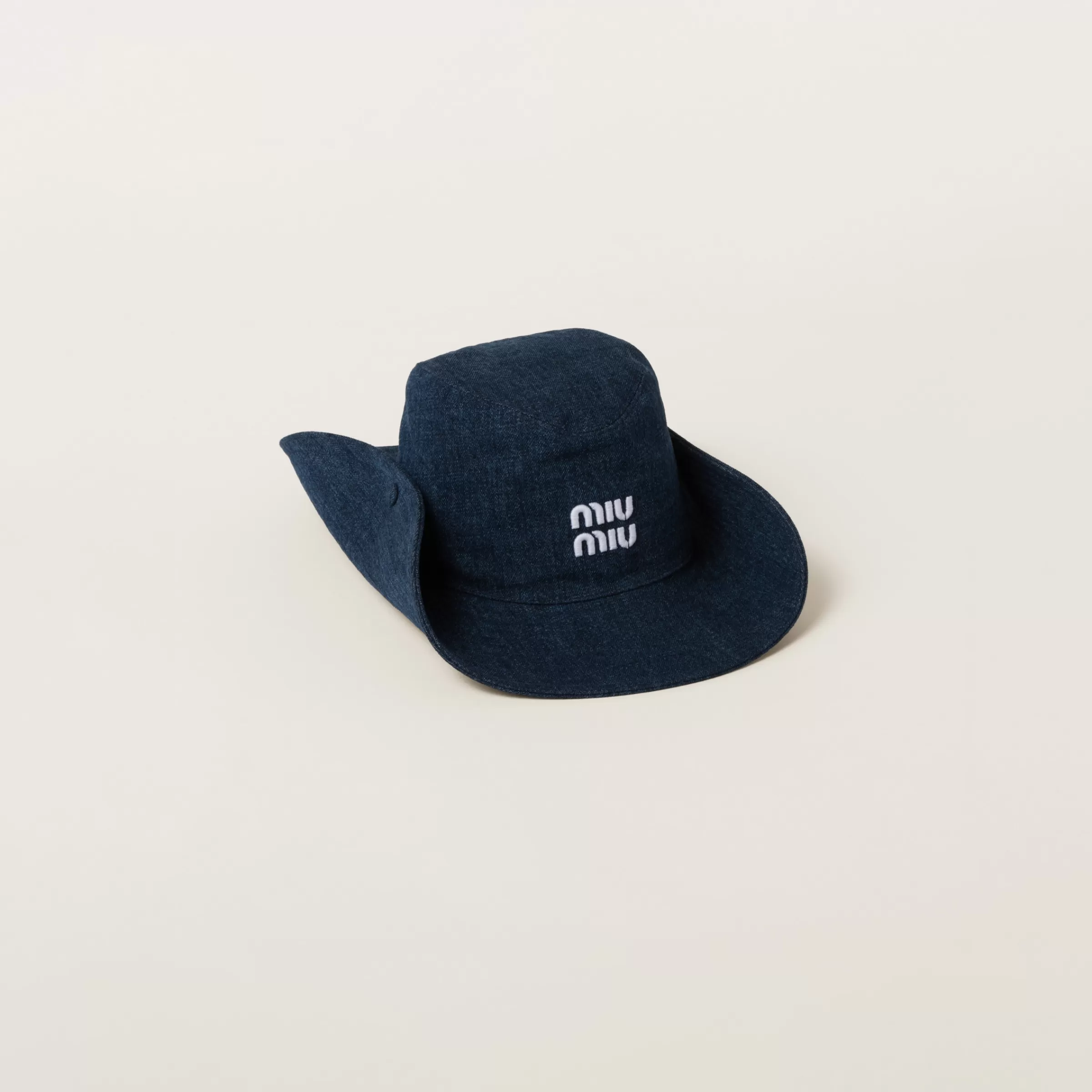 Miu Miu Cappello in denim Blu/Bianco Clearance