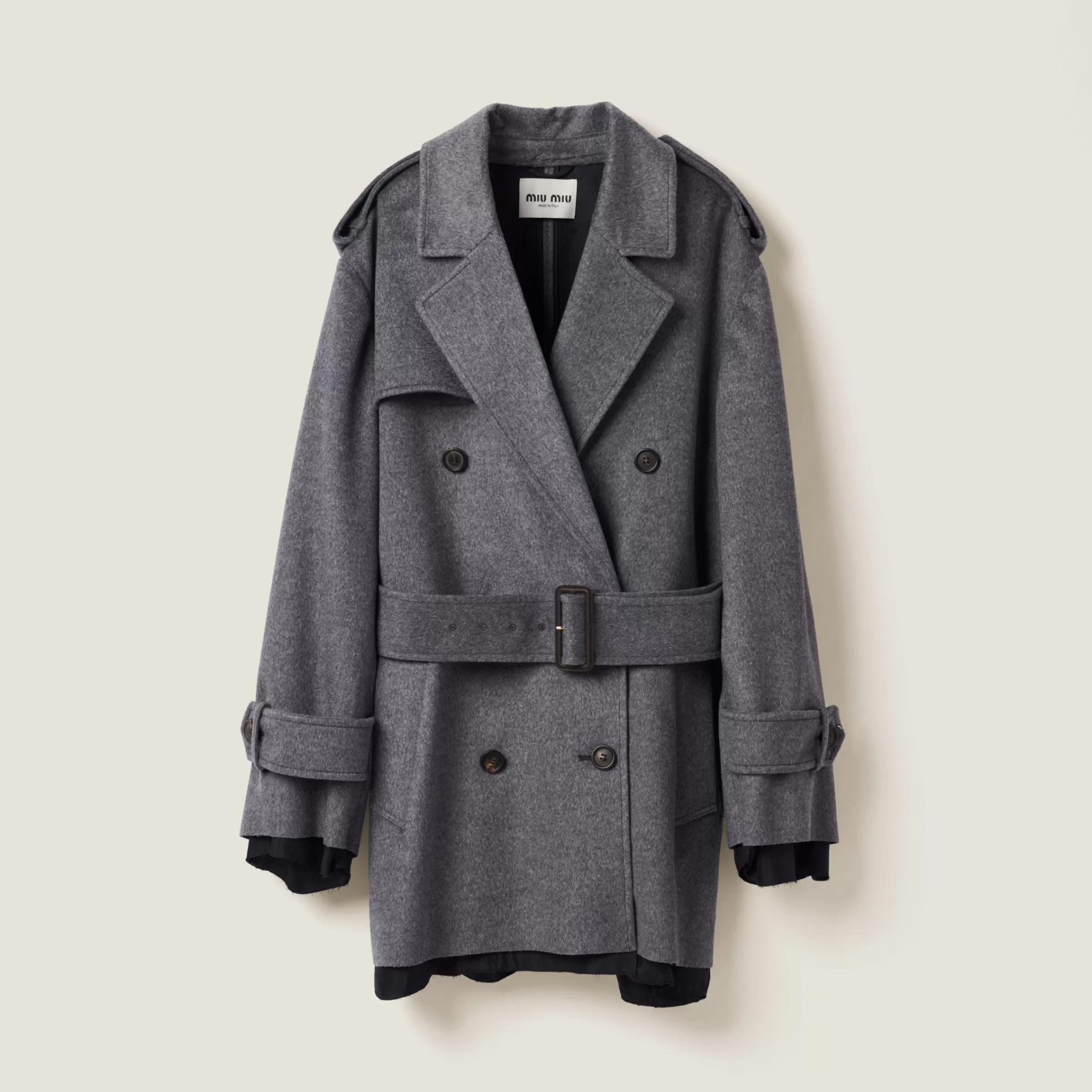 Miu Miu Cappotto doppiopetto in velour Grigio Shop