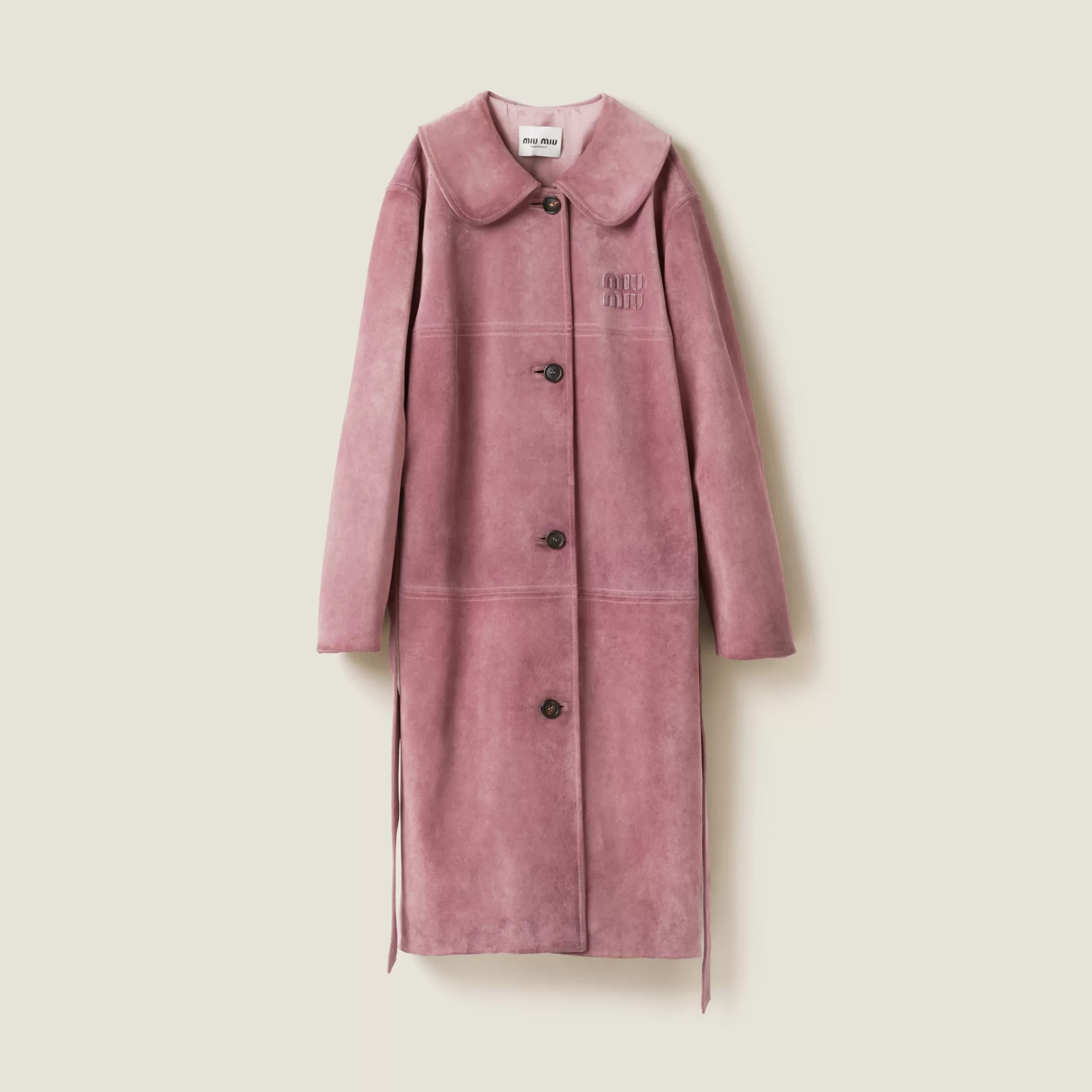 Miu Miu Cappotto in pelle scamosciata Lampone Best Sale