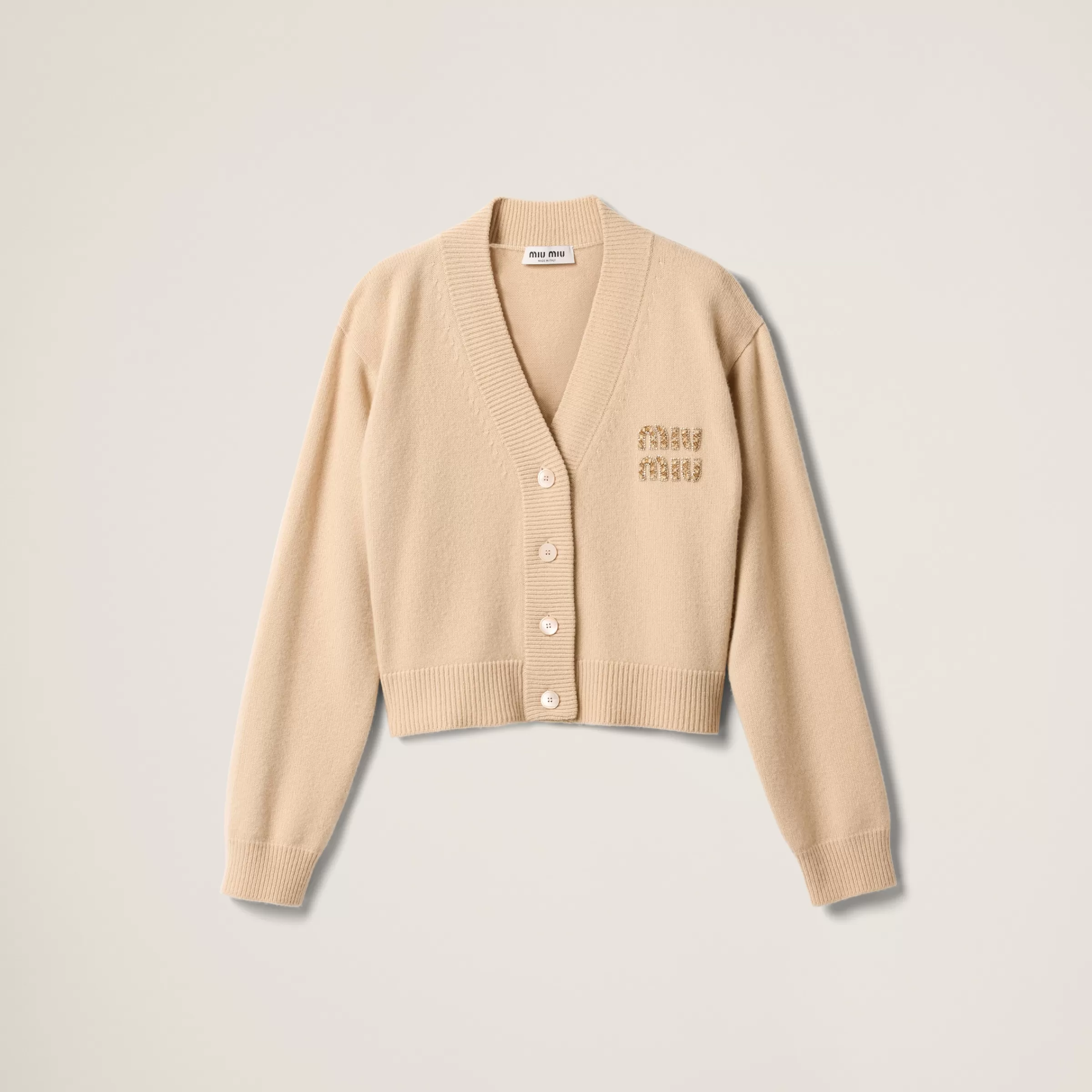 Miu Miu Cardigan in cashmere con ricamo Albino Cheap