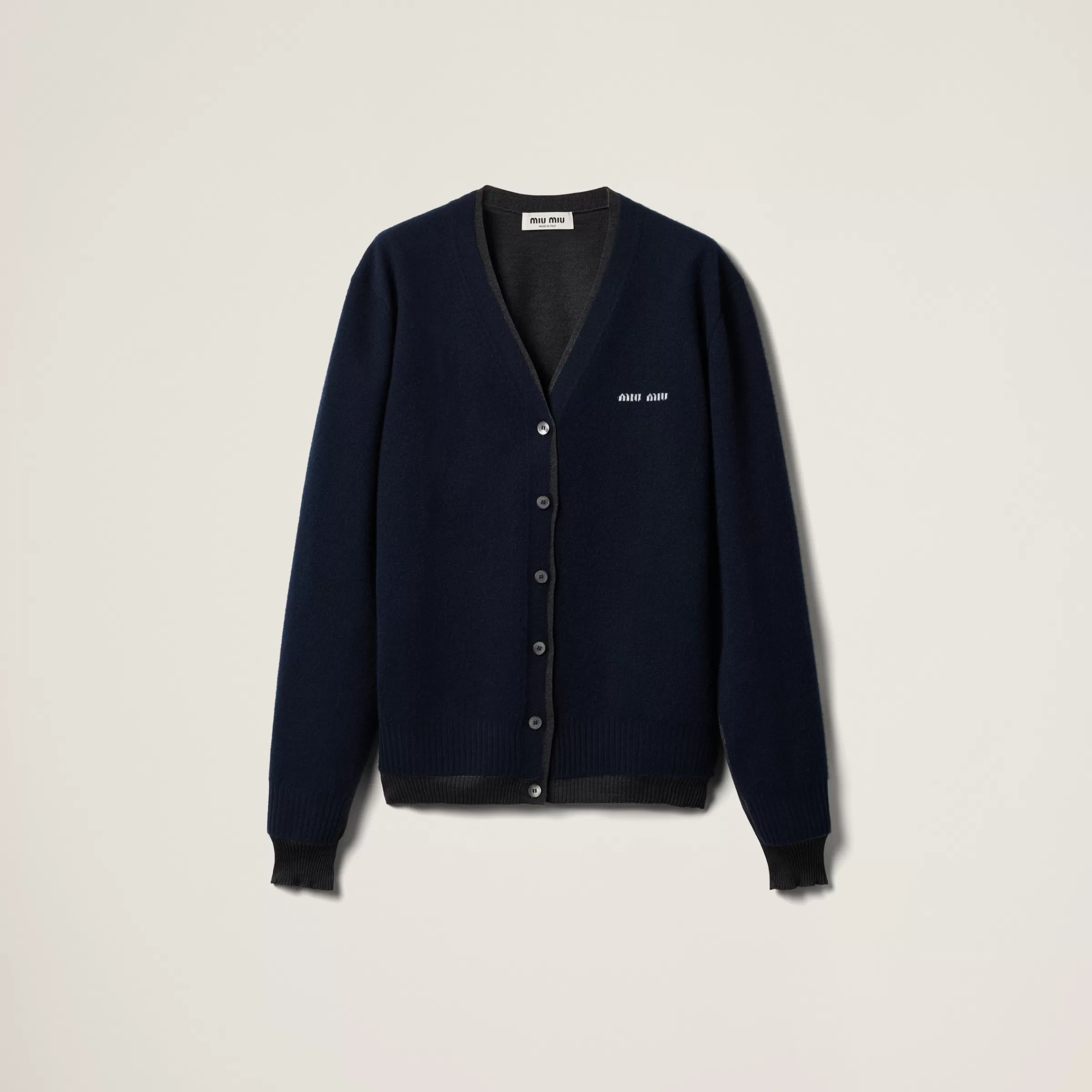 Miu Miu Cardigan in cashmere e seta BLU+ANTRACITE Online