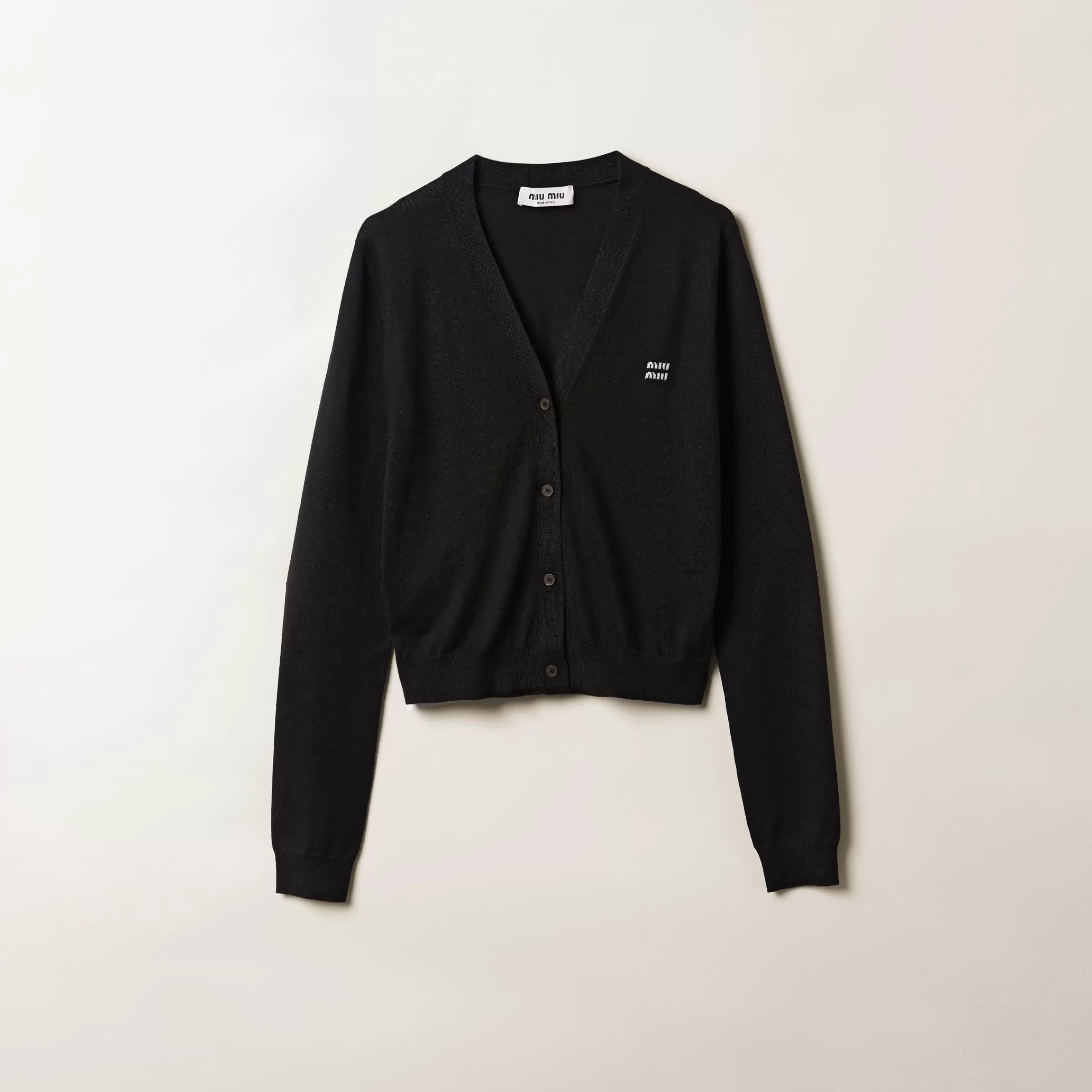 Miu Miu Cardigan in cashmere e seta Nero Outlet