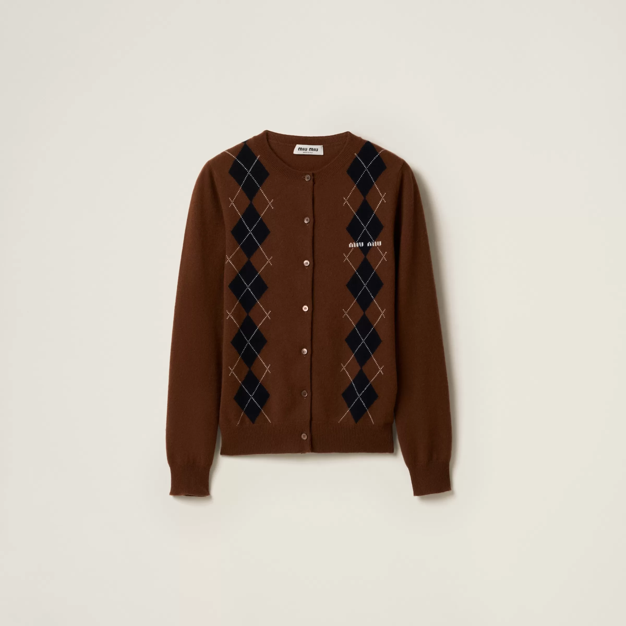 Miu Miu Cardigan in maglia di cashmere Tabacco Cheap