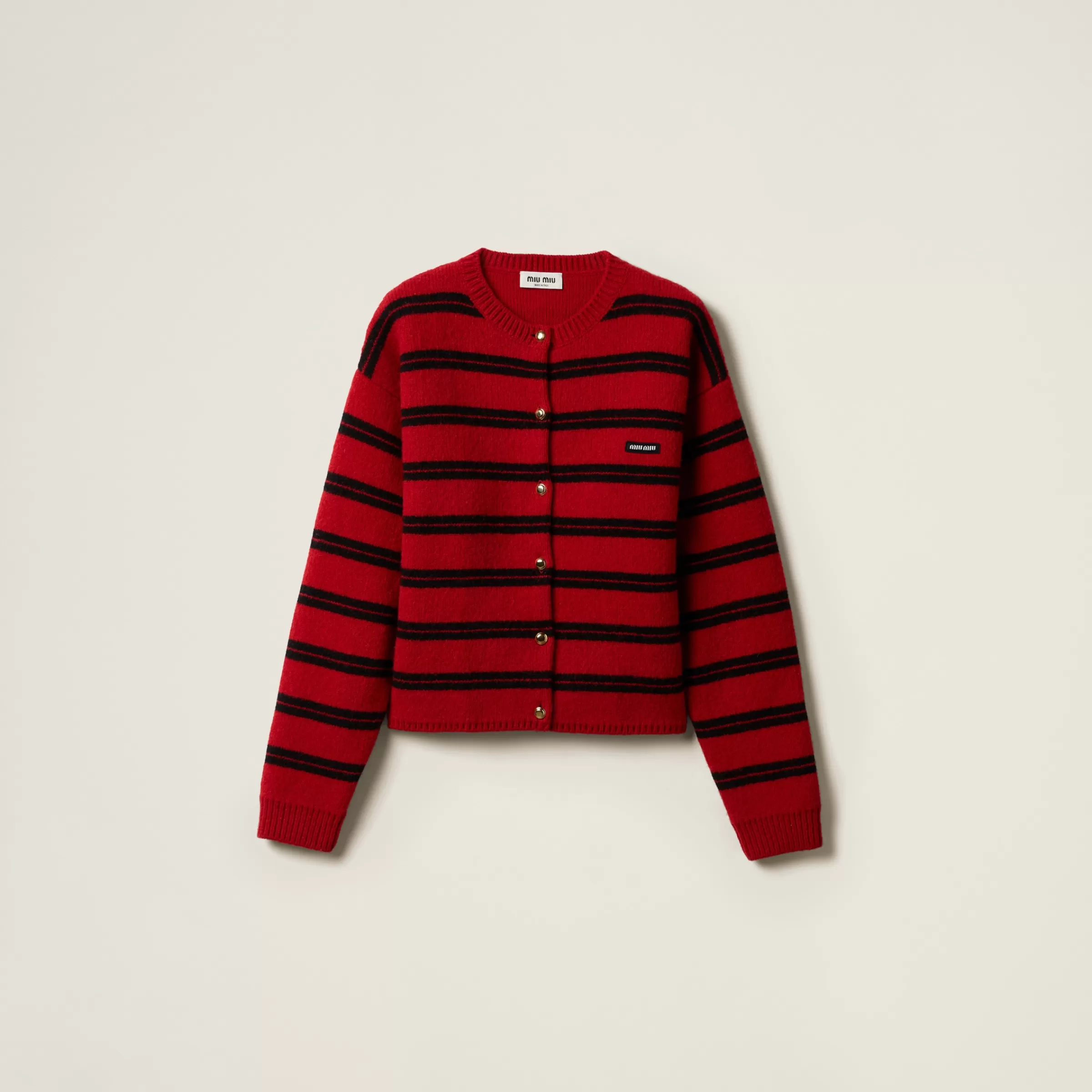 Miu Miu Cardigan in maglia shetland Rosso/Nero Shop