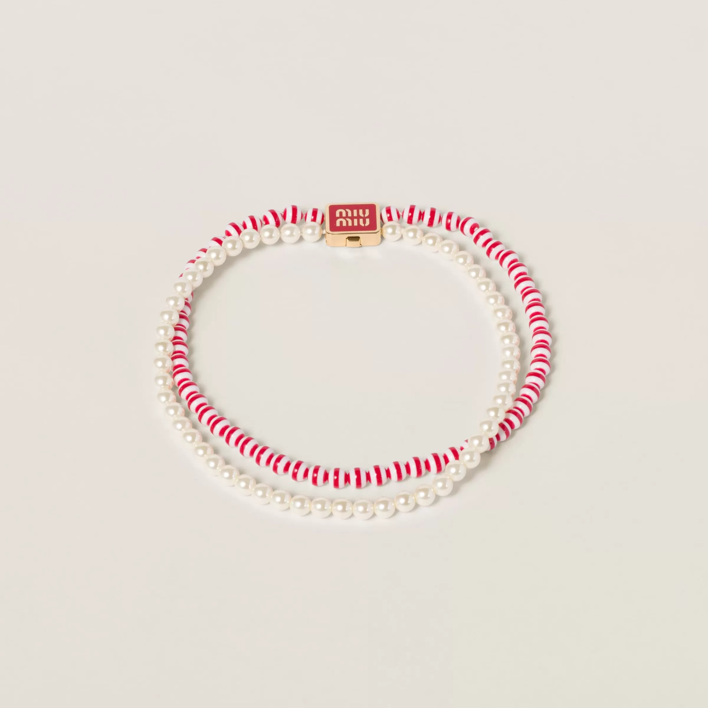 Miu Miu Chocker in metallo e perle sintetiche Rosso Cheap