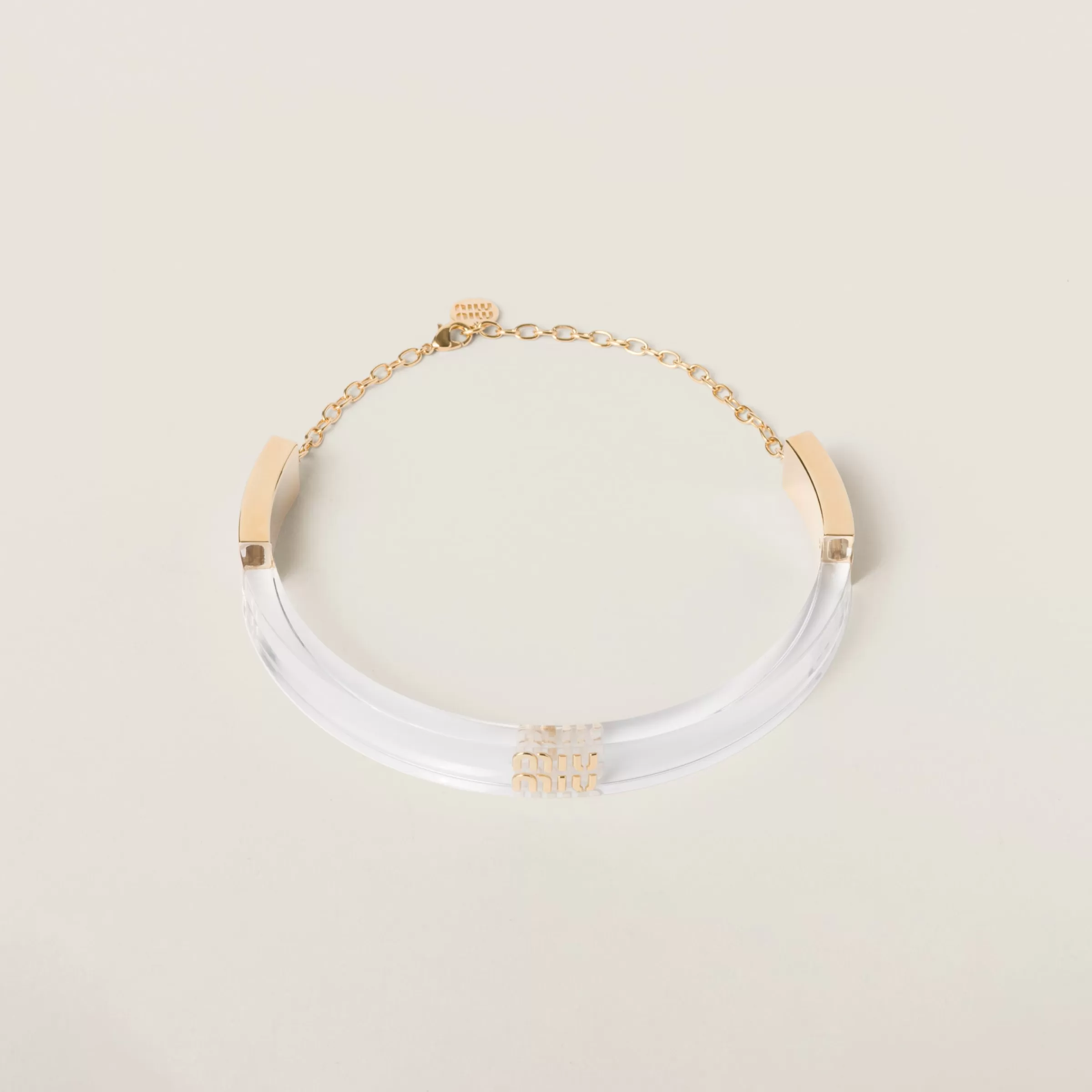 Miu Miu Choker in plex e metallo Oro/Trasparente Clearance