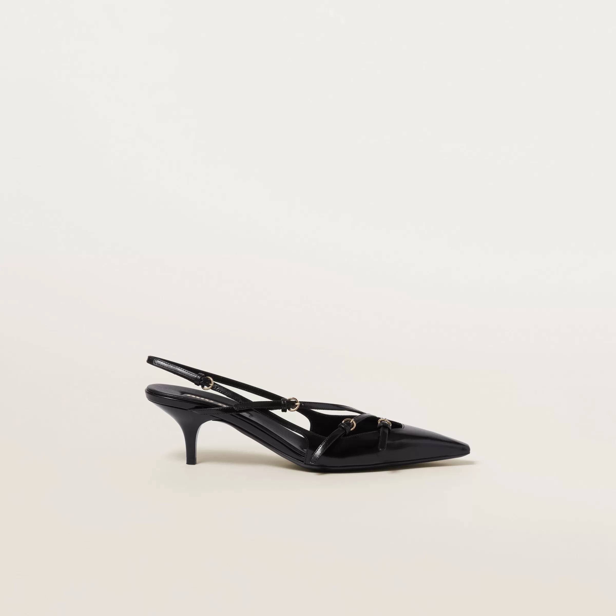 Miu Miu Décolleté slingback in pelle spazzolata con fibbie Nero Store