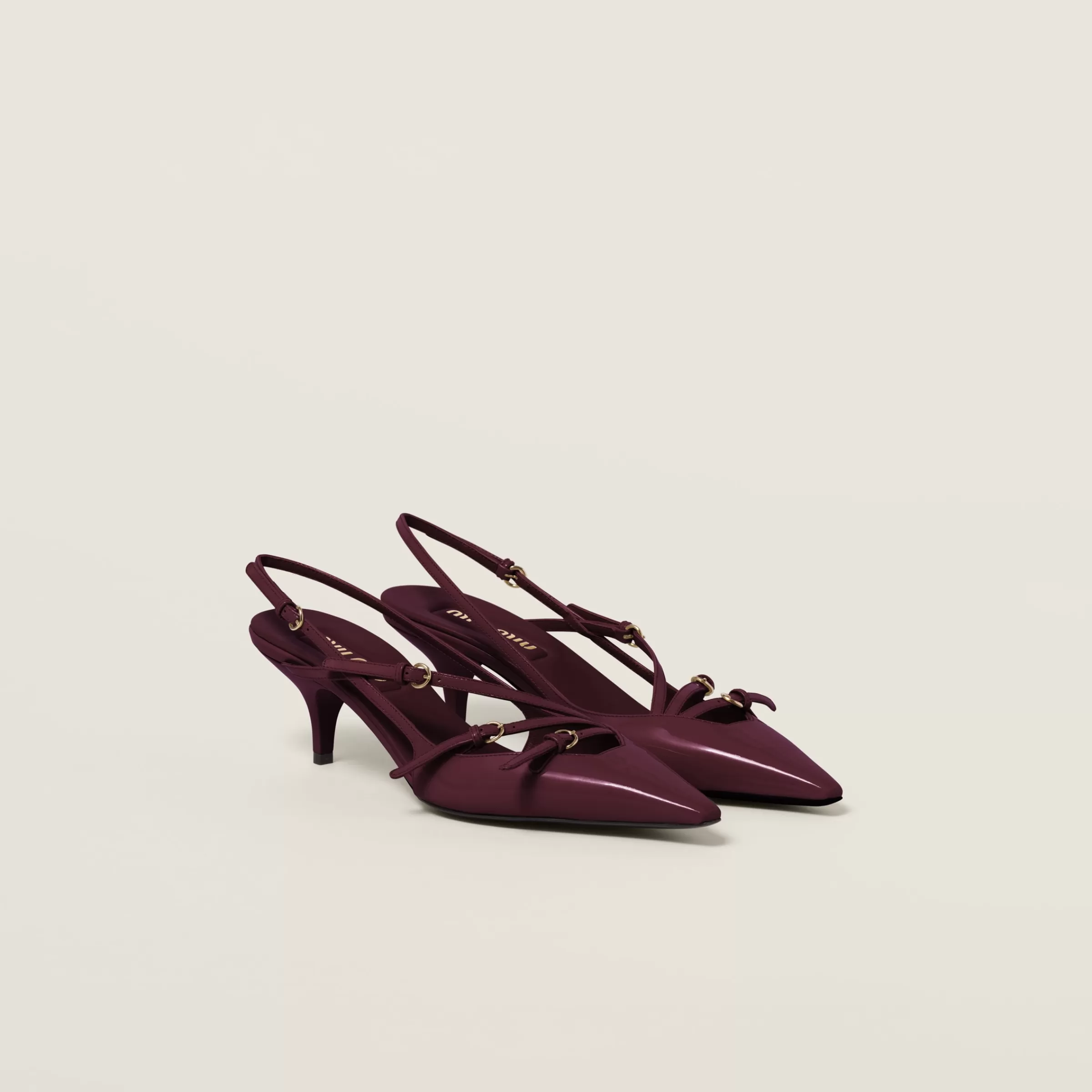 Miu Miu Décolleté slingback in vernice con fibbie Porpora Store