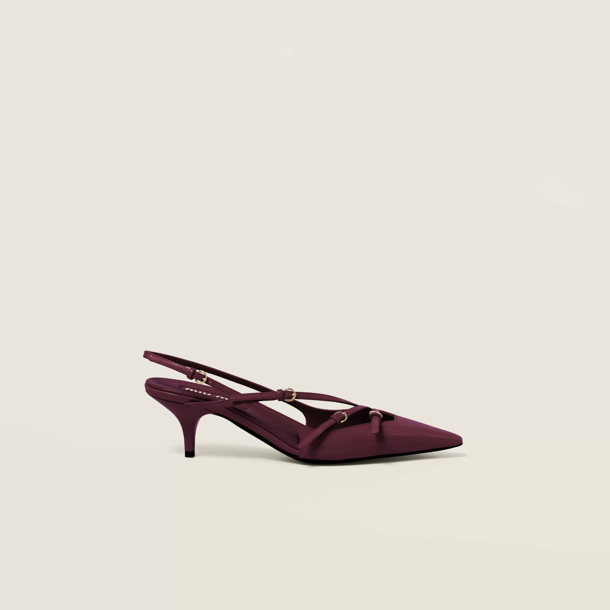 Miu Miu Décolleté slingback in vernice con fibbie Porpora Store