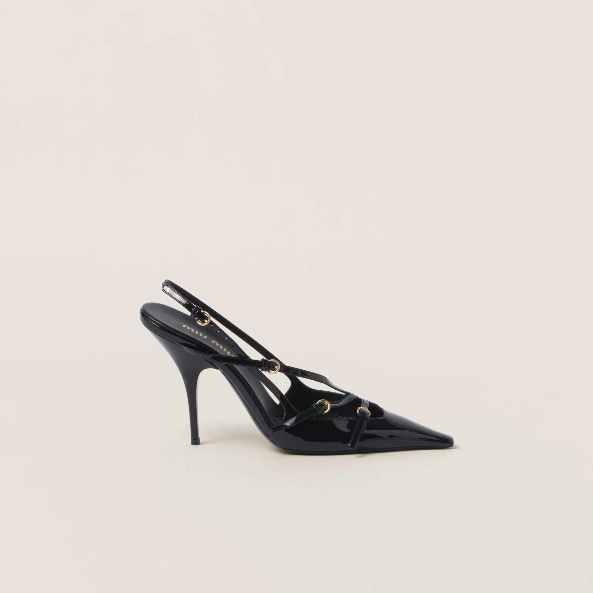 Miu Miu Décolleté slingback in vernice con fibbie Nero Sale