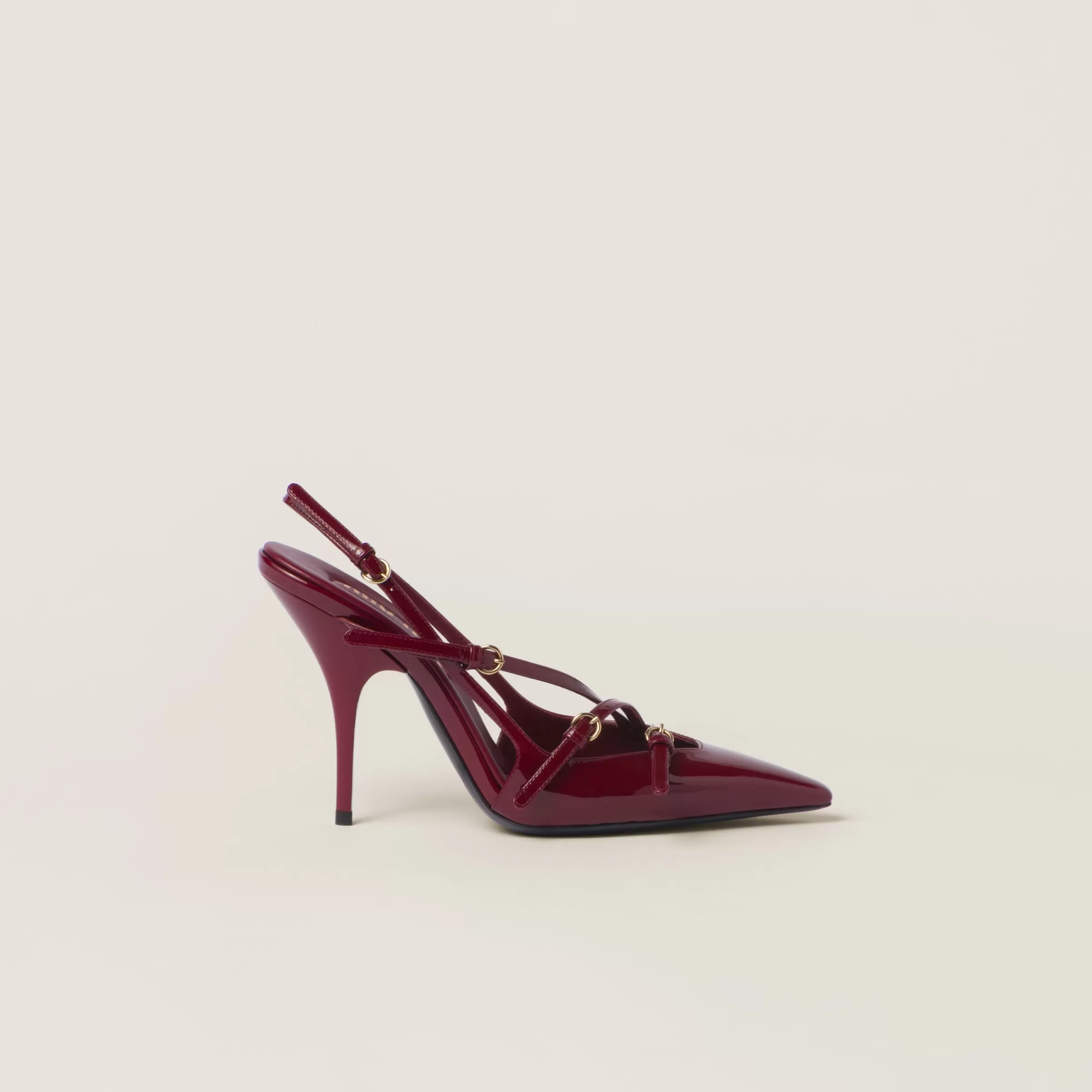 Miu Miu Décolleté slingback in vernice con fibbie Porpora Flash Sale