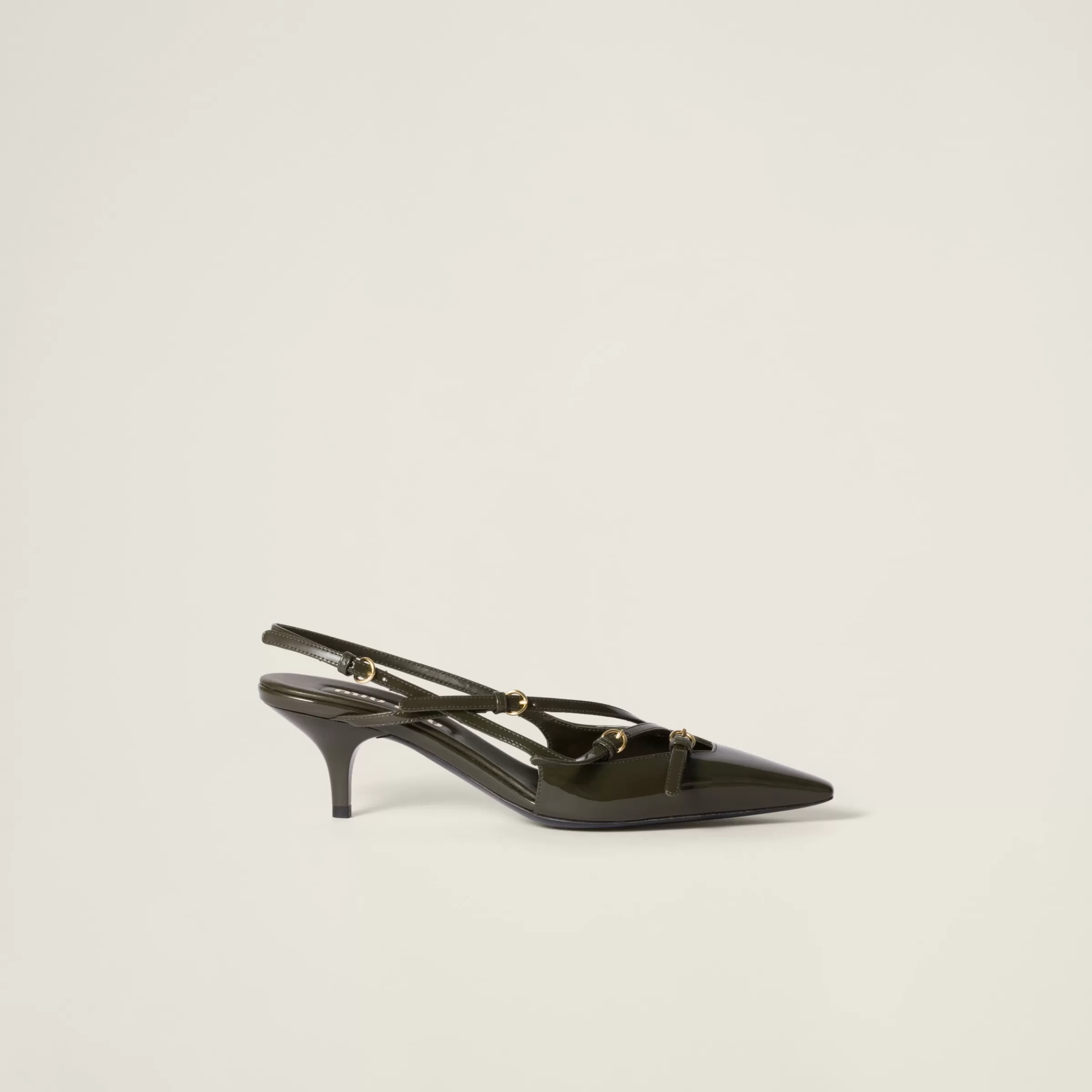 Miu Miu Décolleté slingback in vernice con fibbie Loden Cheap