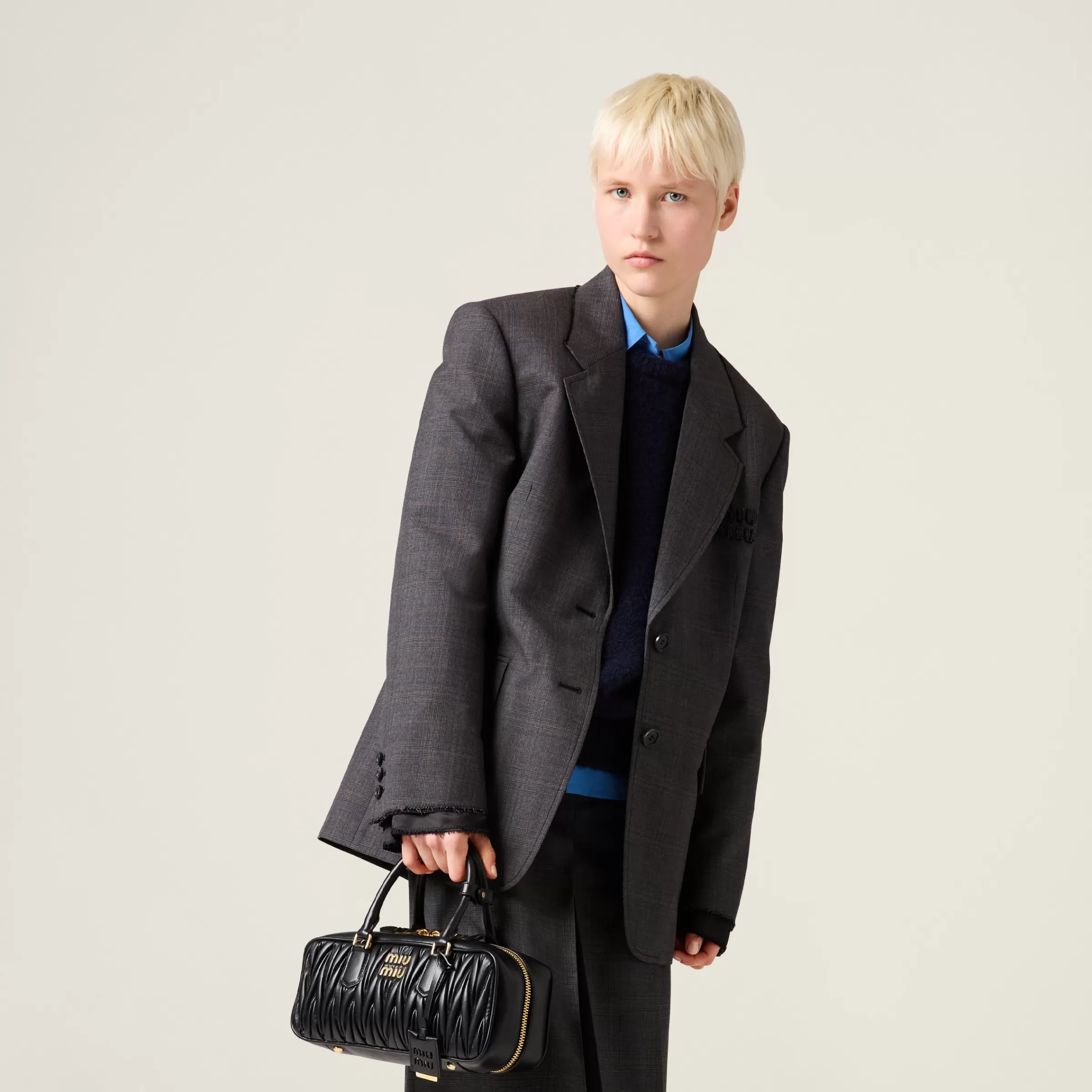 Miu Miu Giacca monopetto in Principe di Galles Ardesia Online