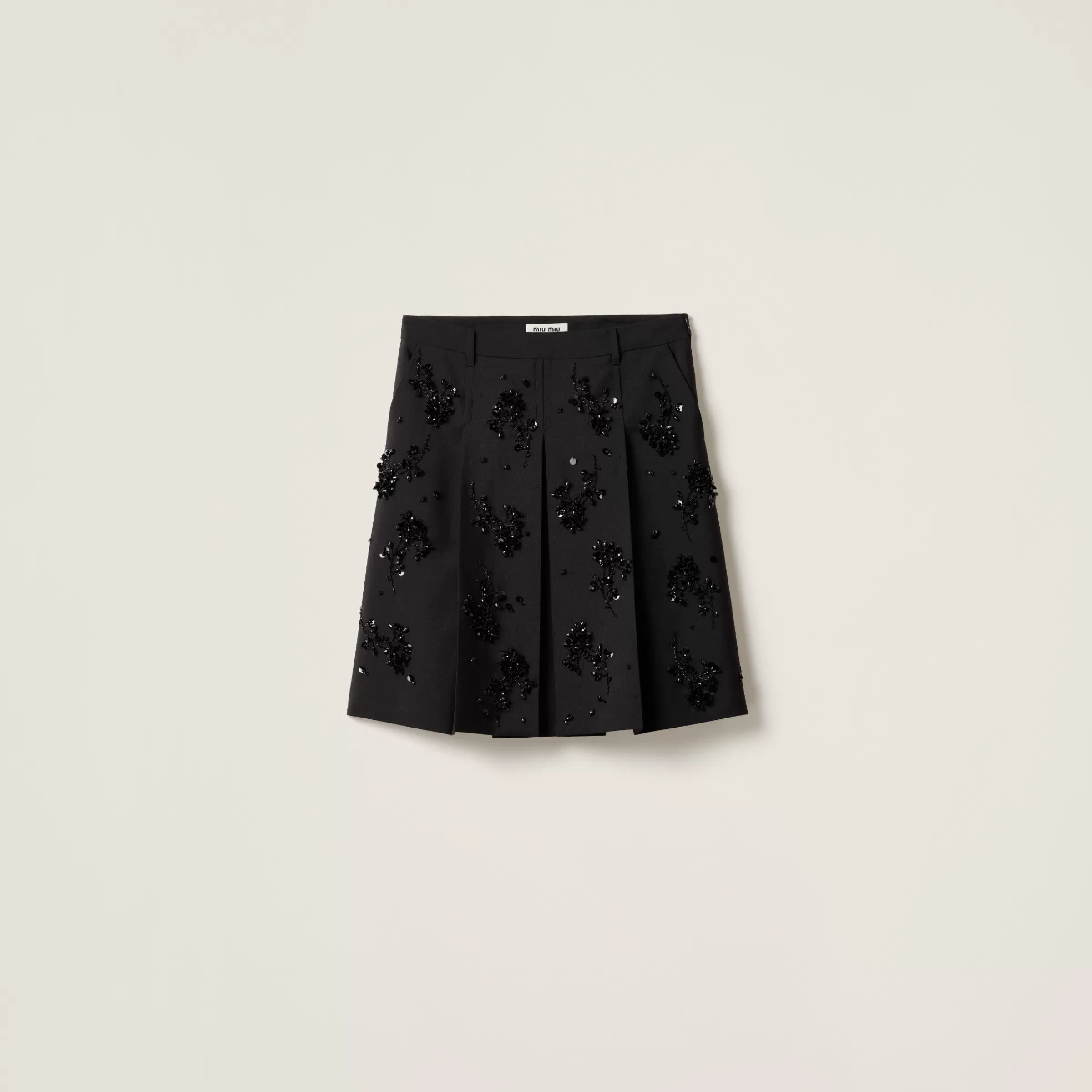 Miu Miu Gonna in kid mohair ricamata Nero Sale