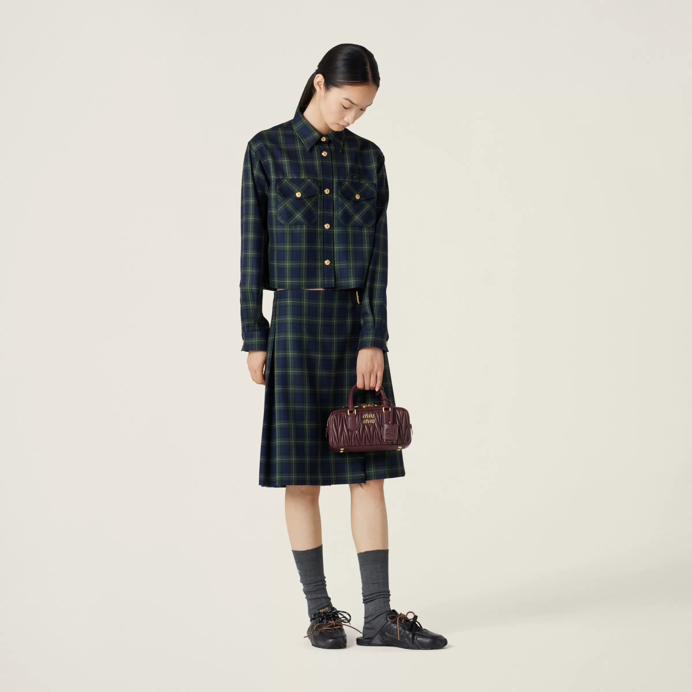 Miu Miu Gonna in tartan plissé Militare Hot