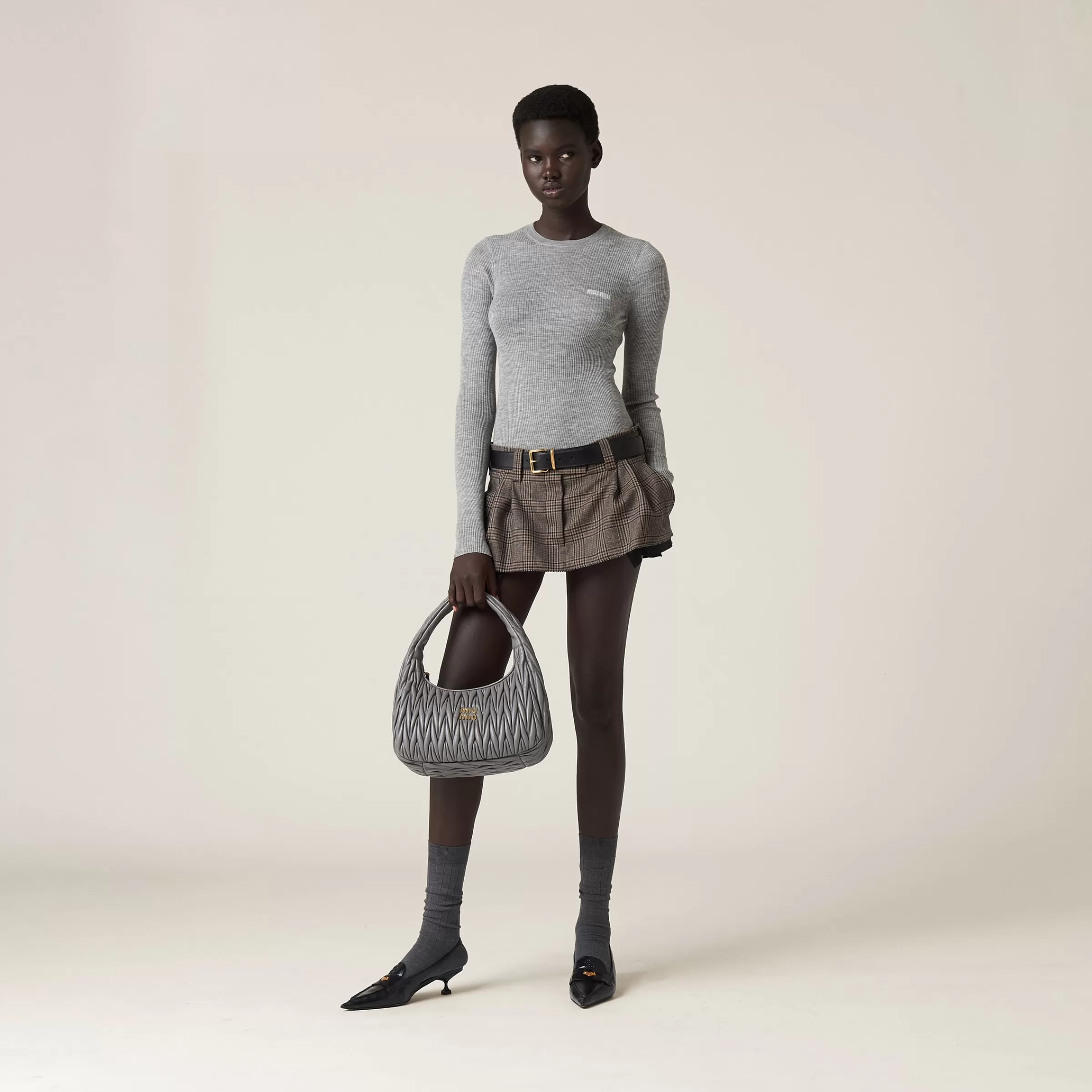 Miu Miu Maglia in cashmere e seta Grigio Hot
