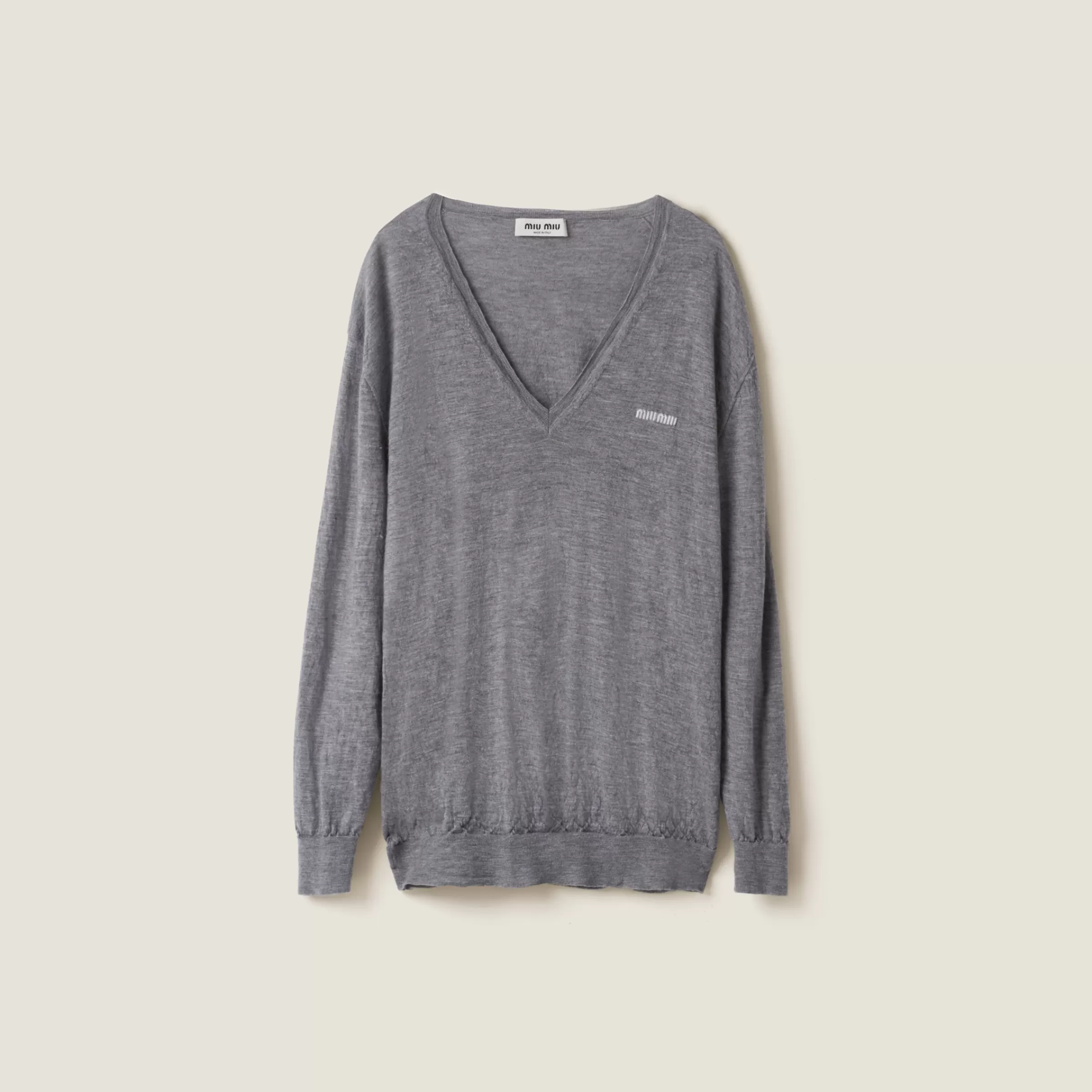 Miu Miu Maglia scollo a V in cashmere Grigio Cheap