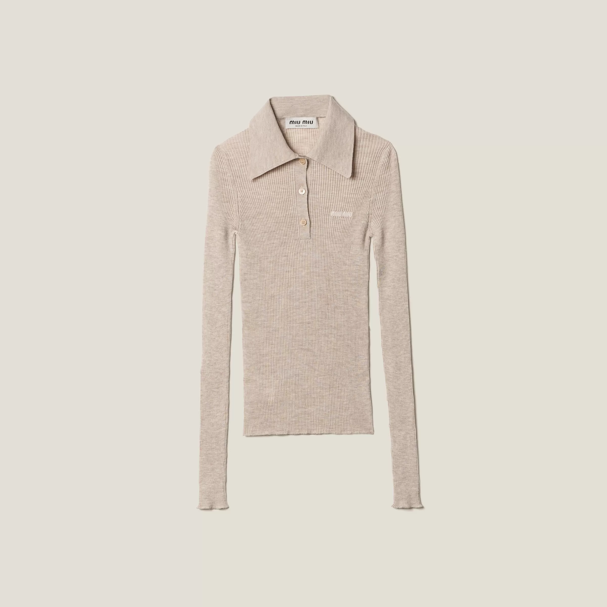 Miu Miu Maglia stile polo in cashmere seta Sabbia Best Sale