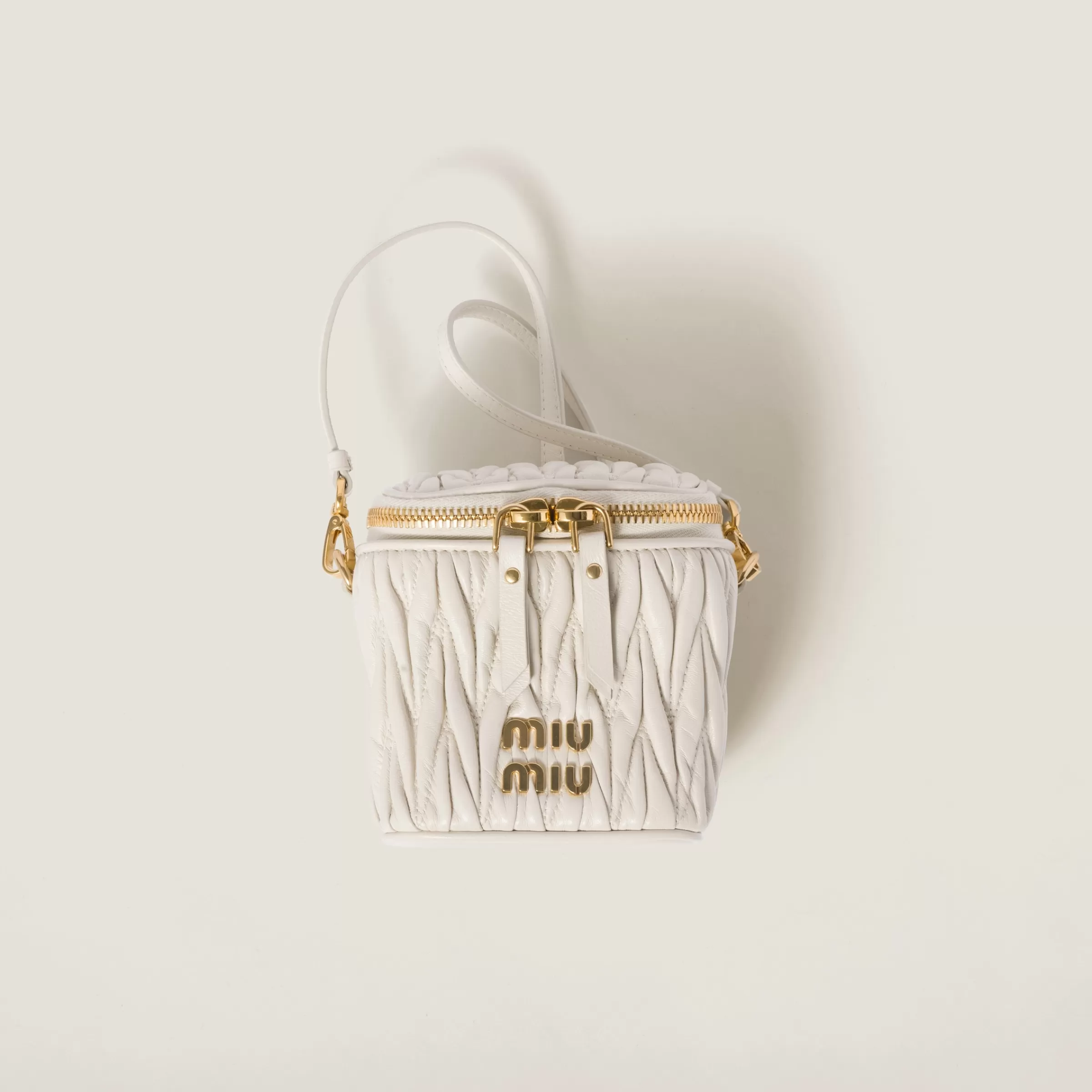 Miu Miu Micro borsa in nappa matelassé Bianco Shop