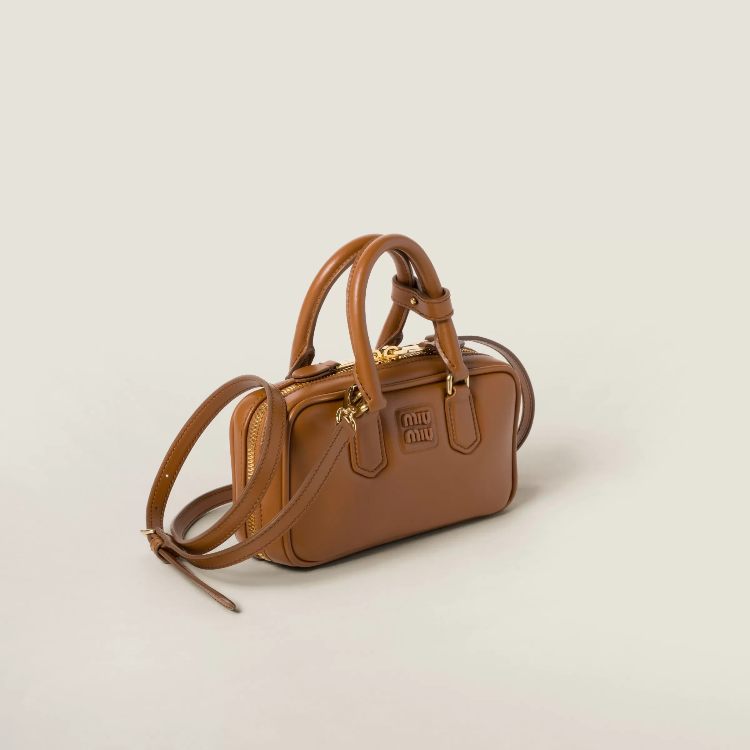 Miu Miu Mini borsa Arcadie in pelle Cognac Flash Sale