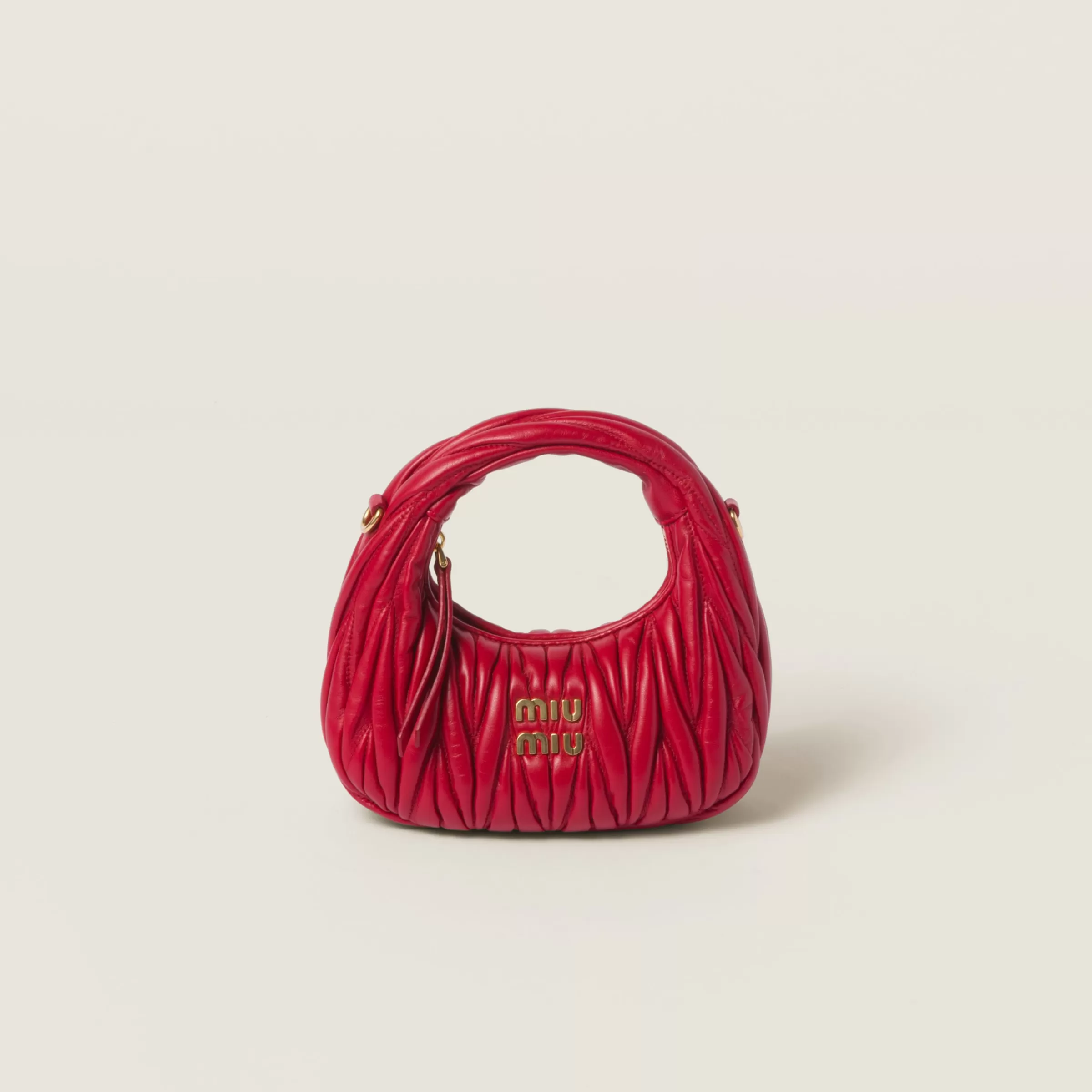 Miu Miu Mini borsa hobo Wander in nappa matelassé Rosso Shop