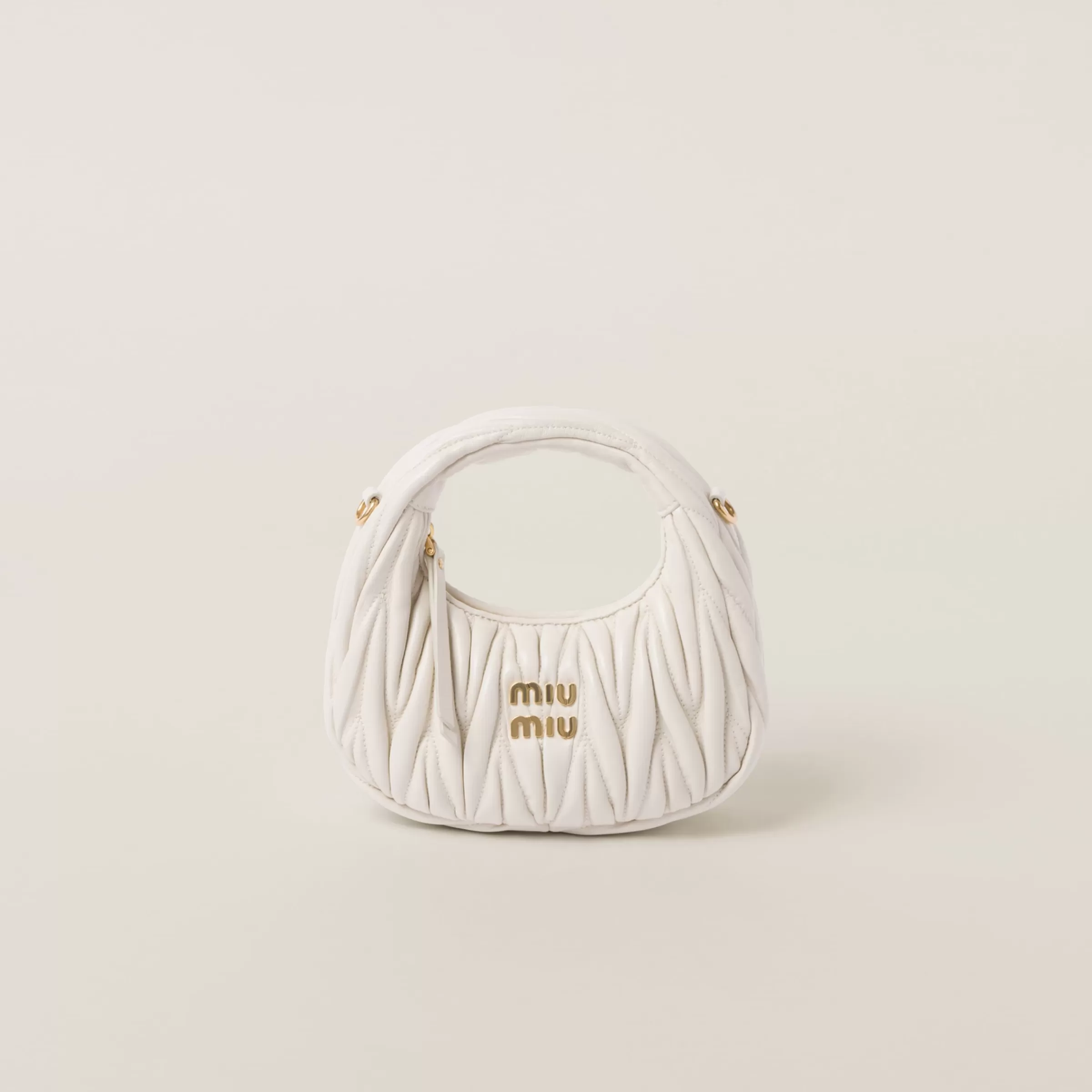 Miu Miu Mini borsa hobo Wander in nappa matelassé Bianco Hot