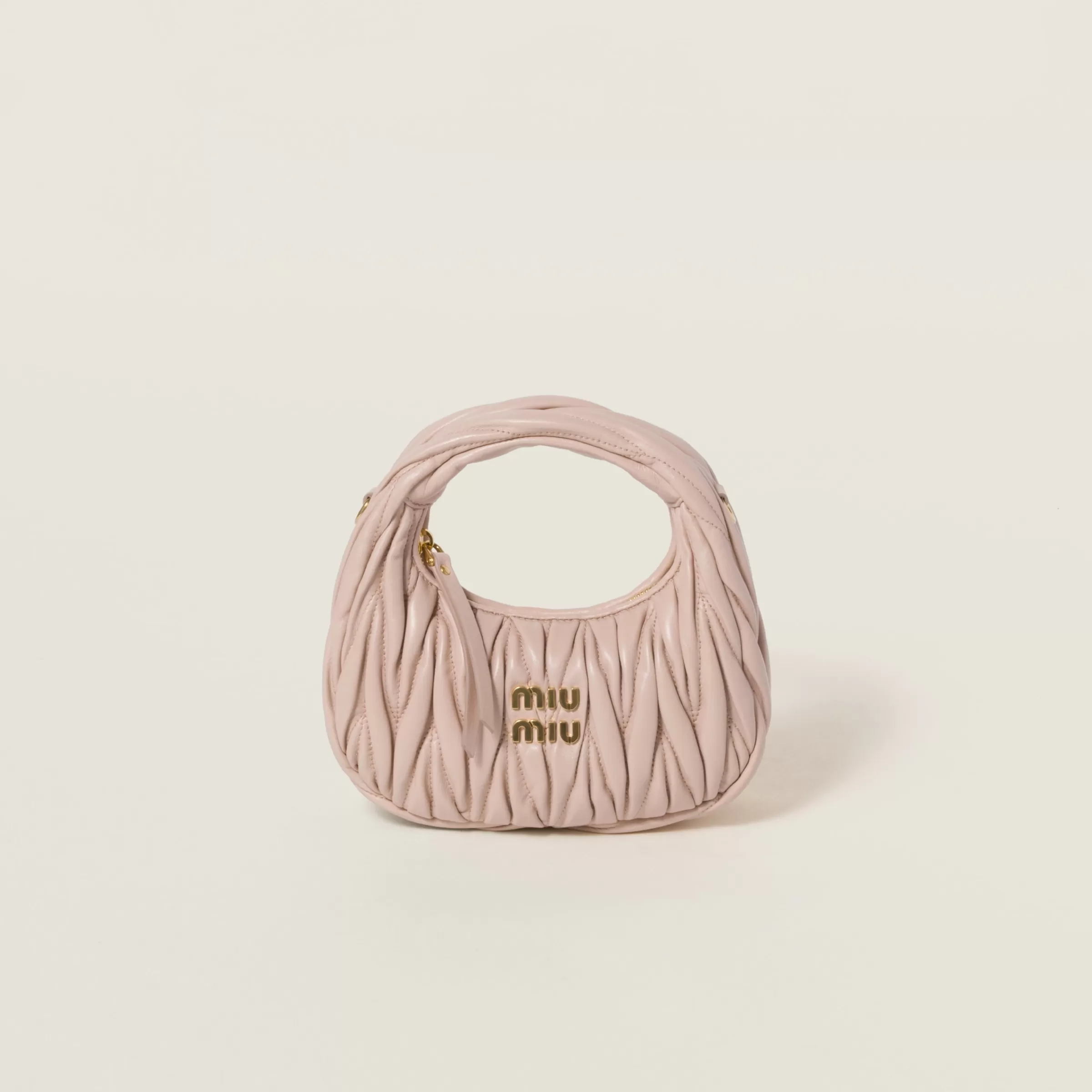 Miu Miu Mini borsa hobo Wander in nappa matelassé Cipria Cheap