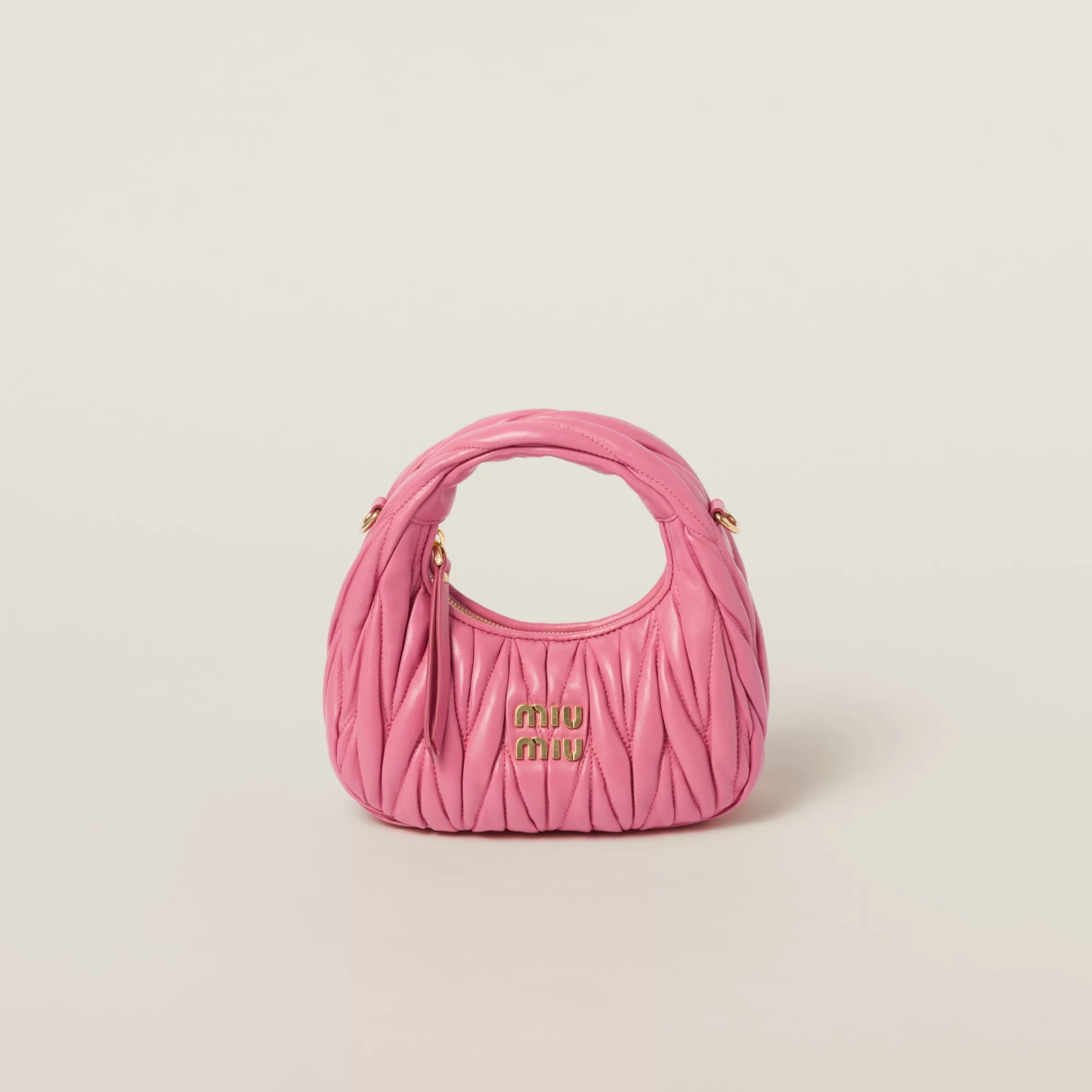 Miu Miu Mini borsa hobo Wander in nappa matelassé Begonia Cheap