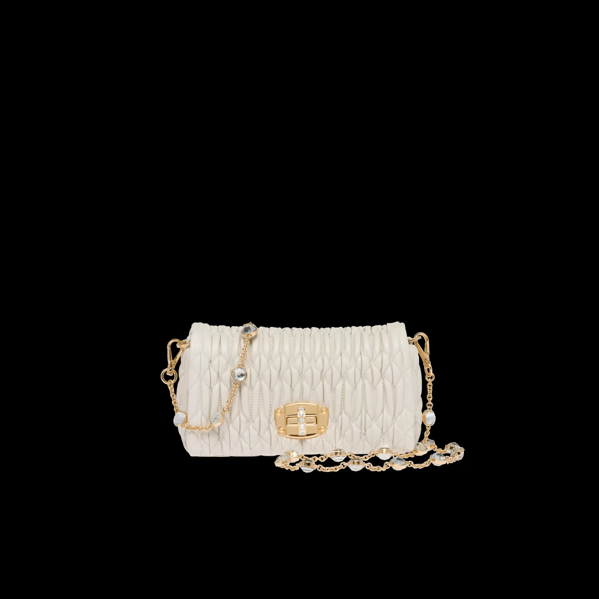 Miu Miu Mini borsa Miu Crystal in nappa crystal Bianco Outlet