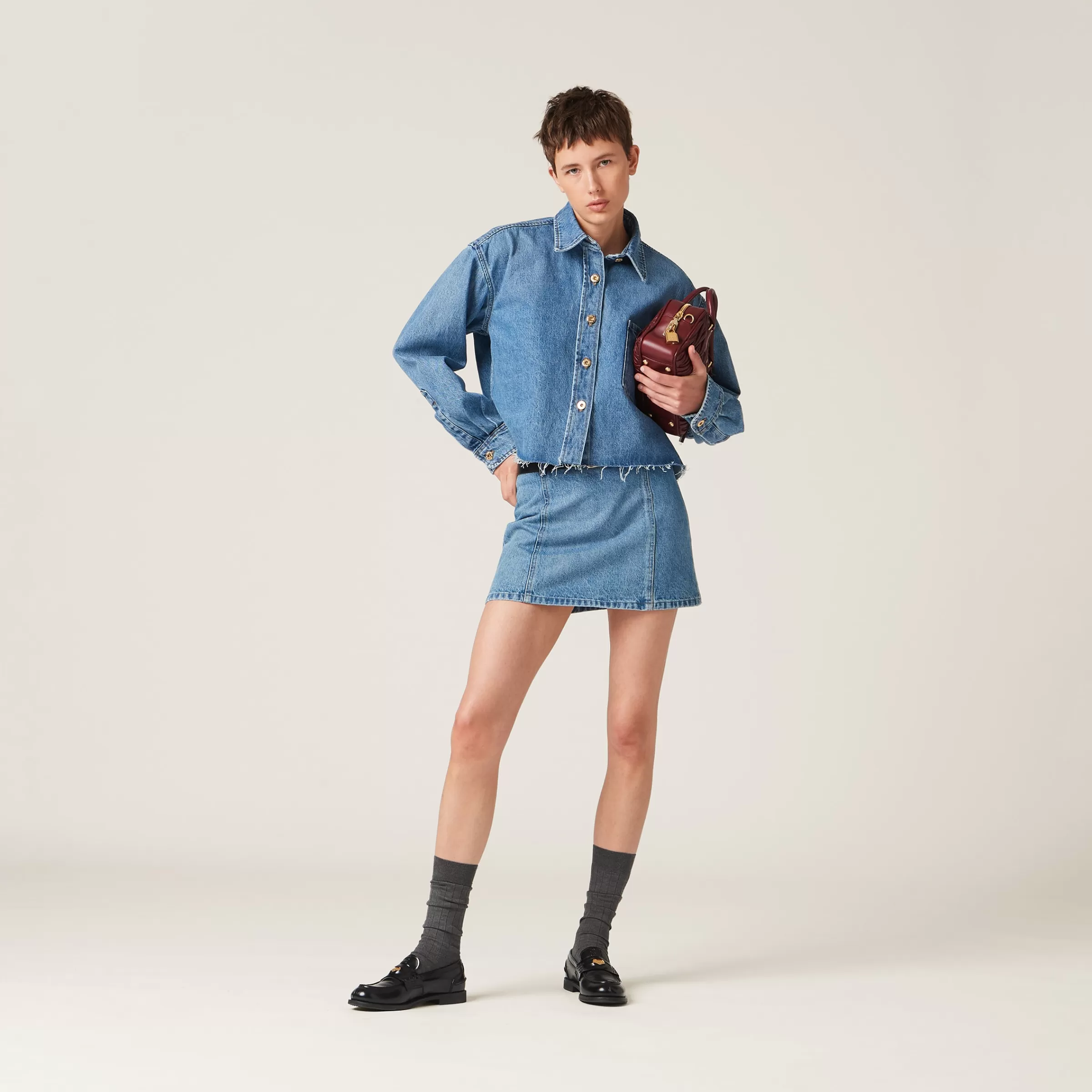 Miu Miu Minigonna in denim AzzurroZaffiro Outlet