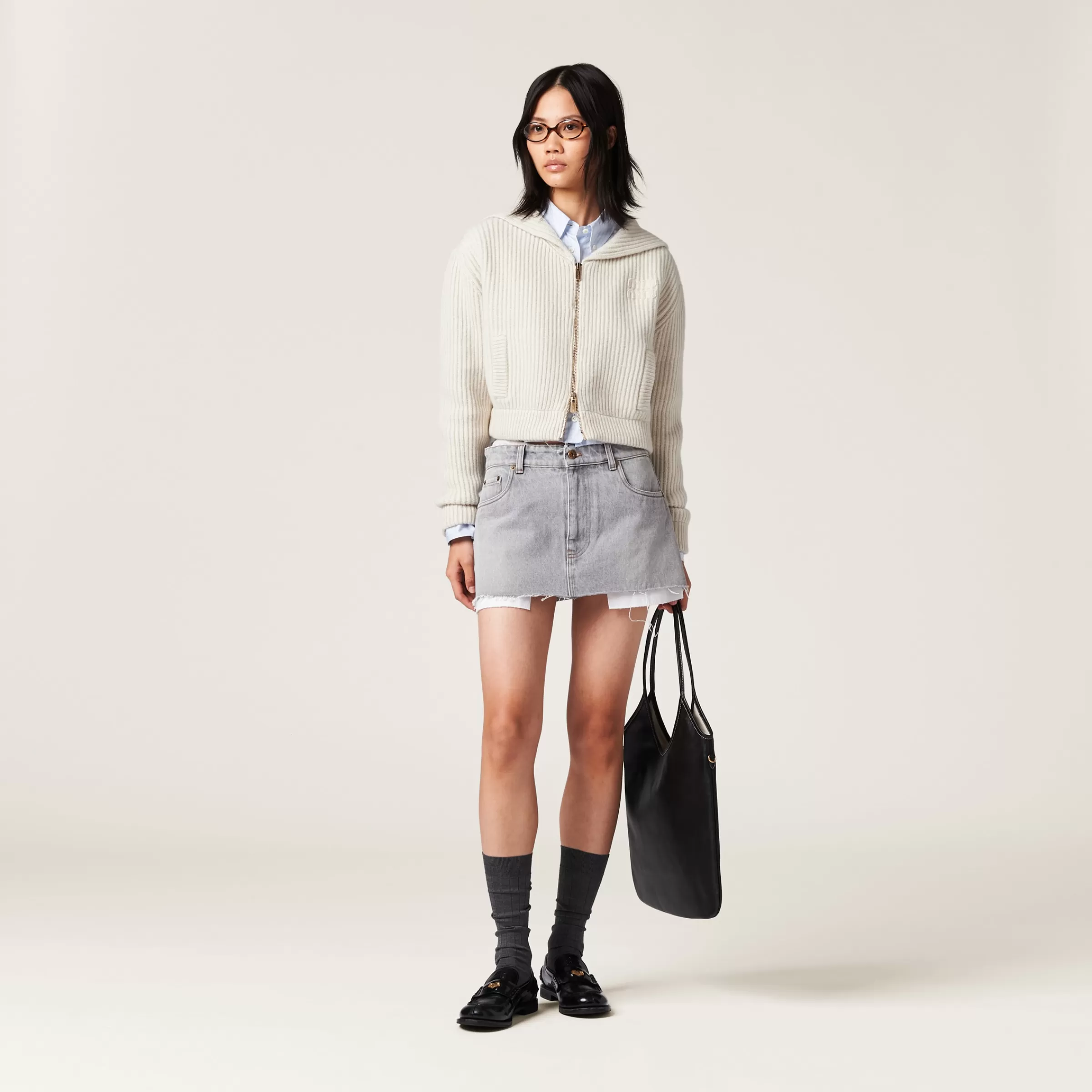 Miu Miu Minigonna in denim Grigio Online