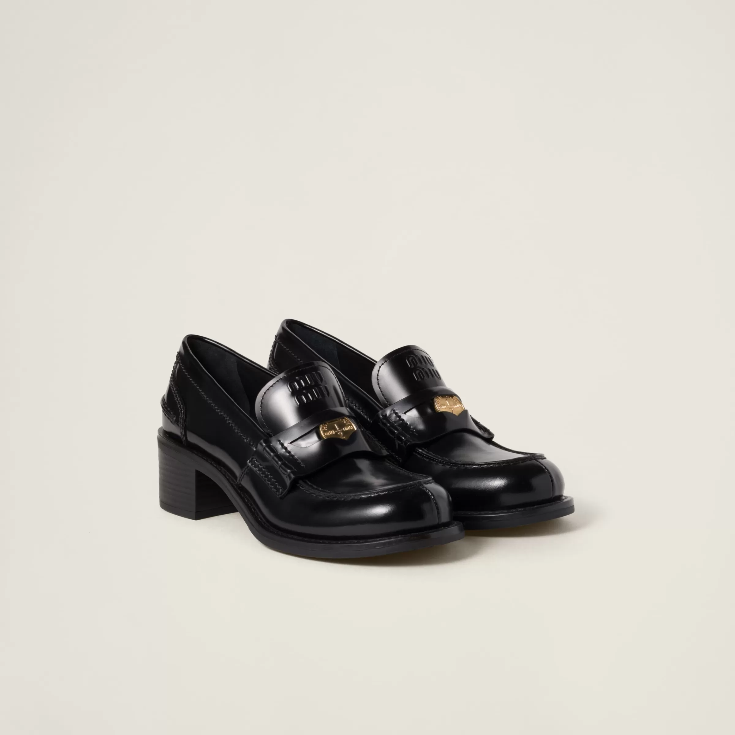 Miu Miu Mocassini in pelle spazzolata Nero Best Sale