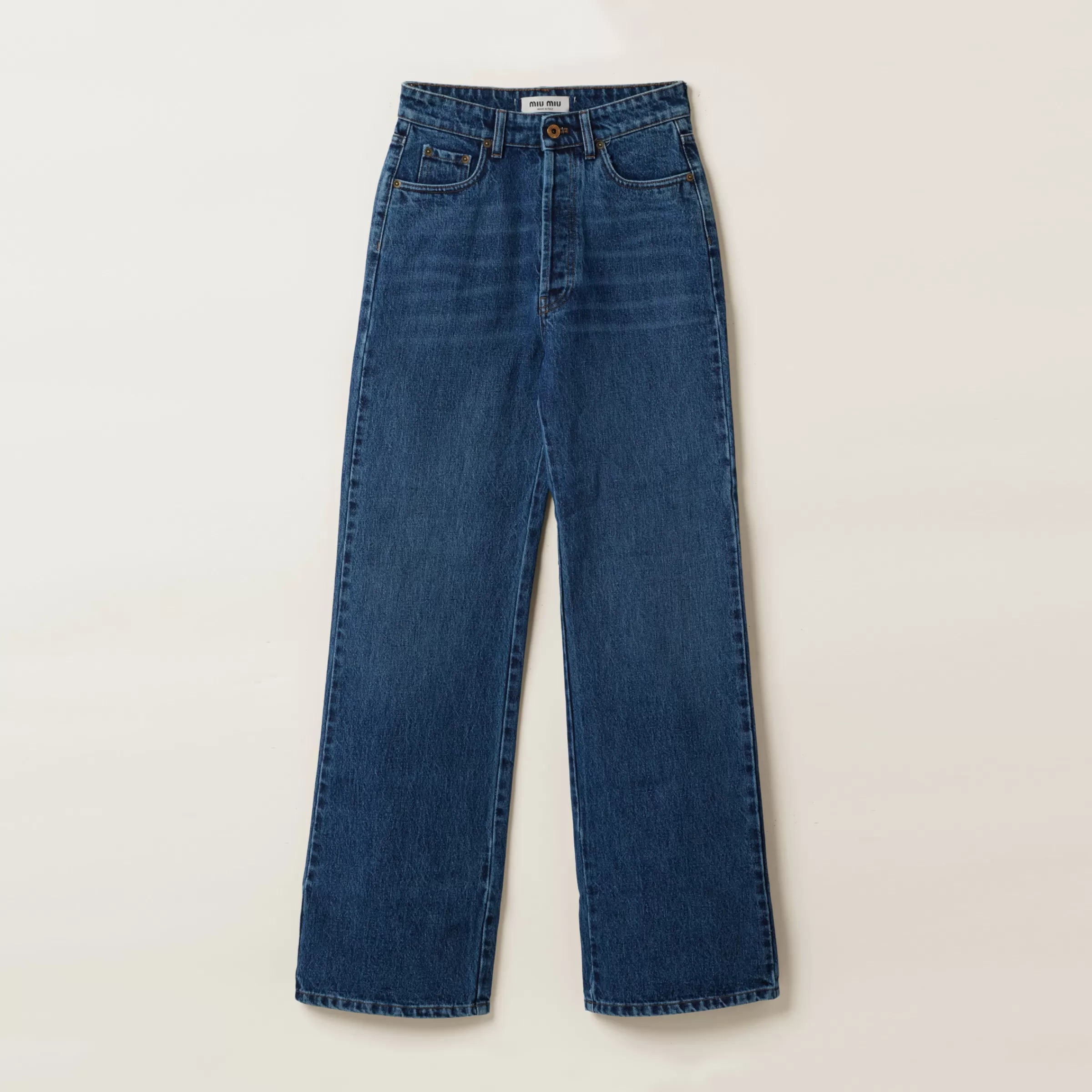 Miu Miu Pantaloni a zampa in denim Blu Cheap