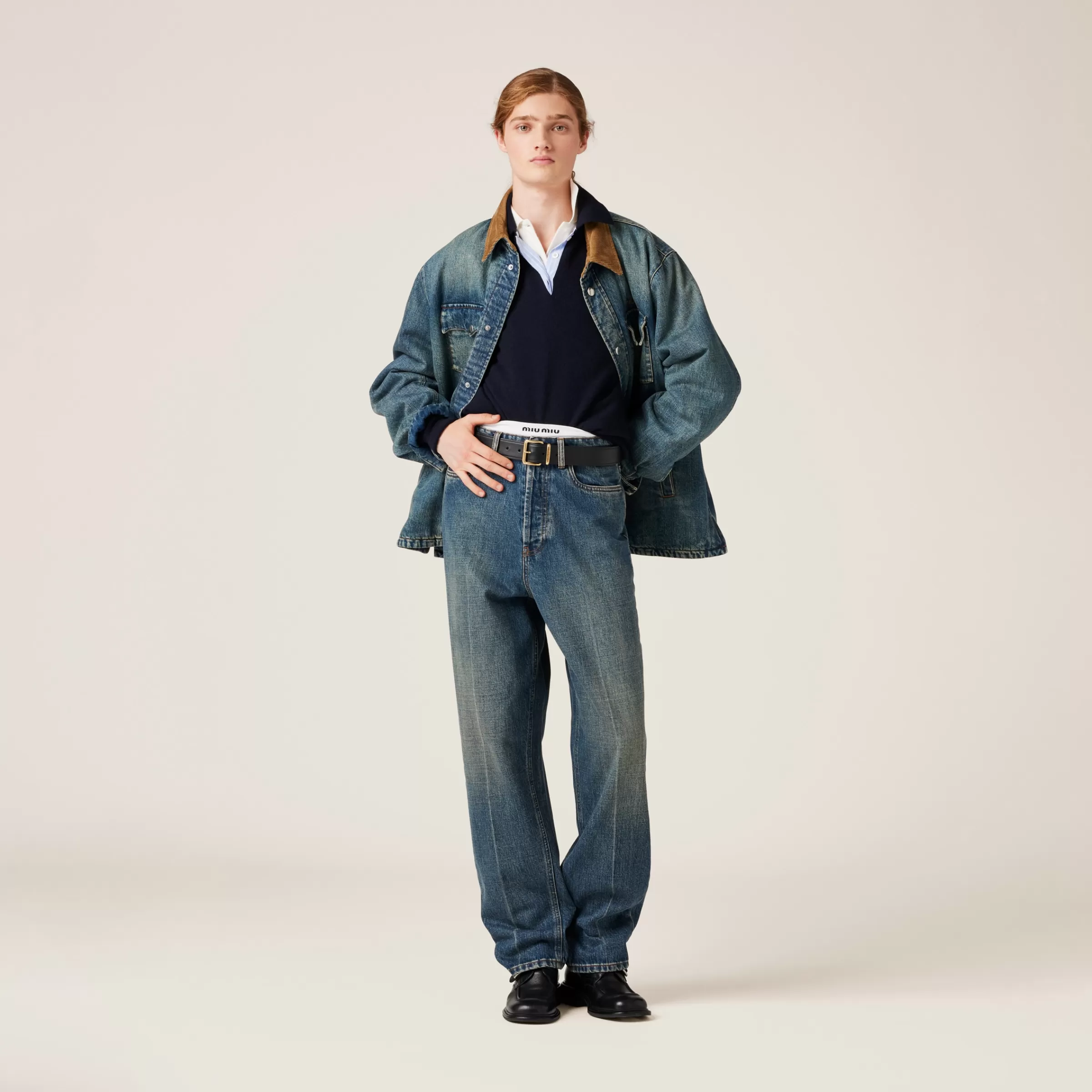 Miu Miu Pantaloni cinque tasche in denim Blu Online