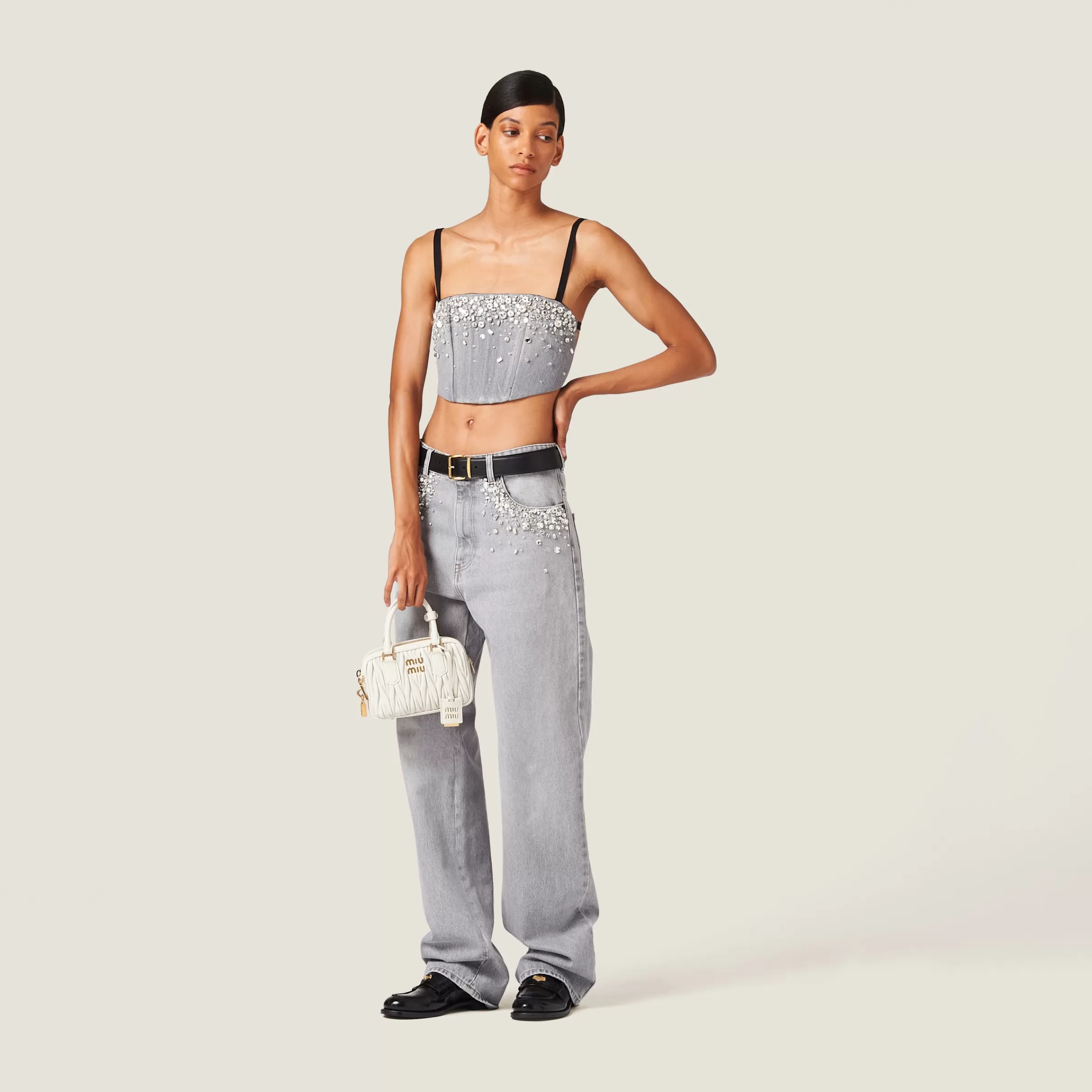 Miu Miu Pantaloni in denim Grigio Hot