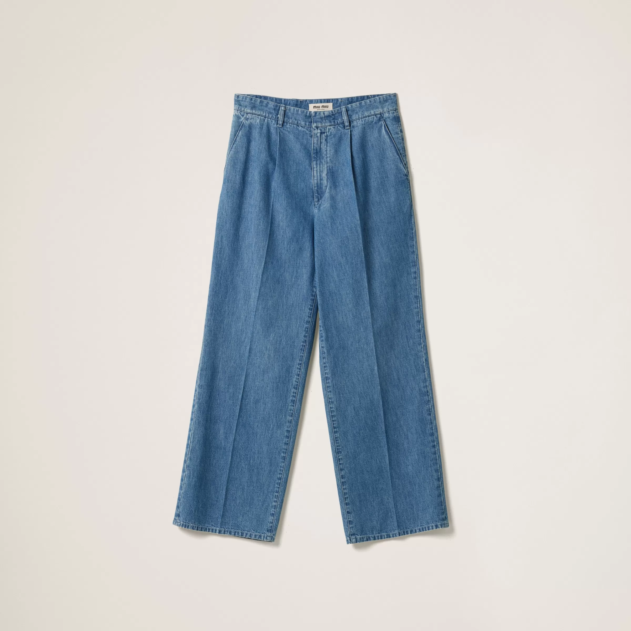 Miu Miu Pantaloni in denim chambray AzzurroZaffiro Discount