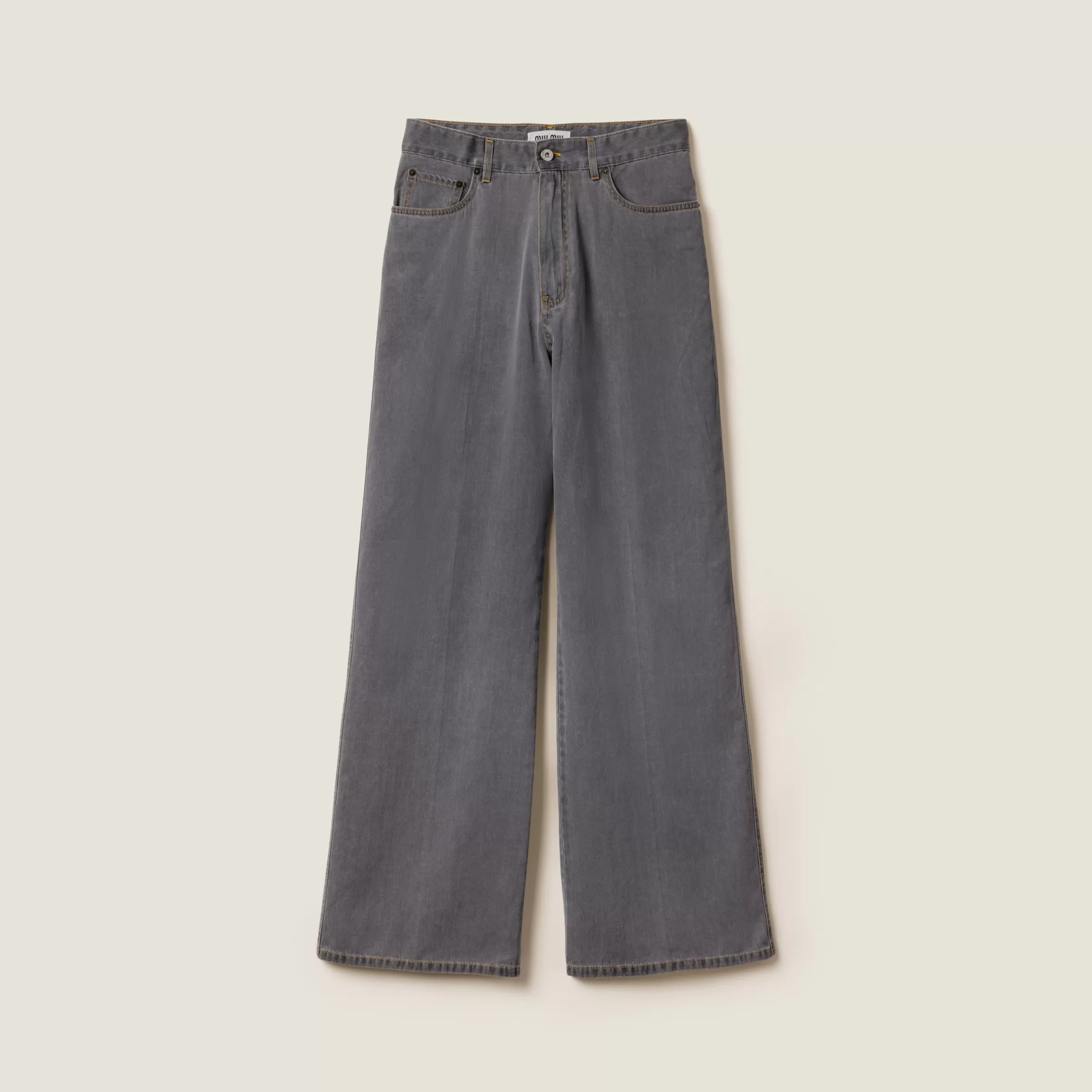 Miu Miu Pantaloni in denim chambray Grigio Outlet