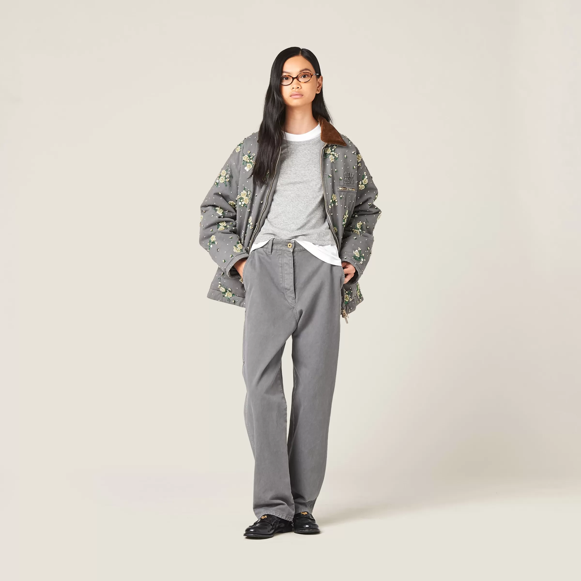 Miu Miu Pantaloni in gabardine tinto capo Ferro Online