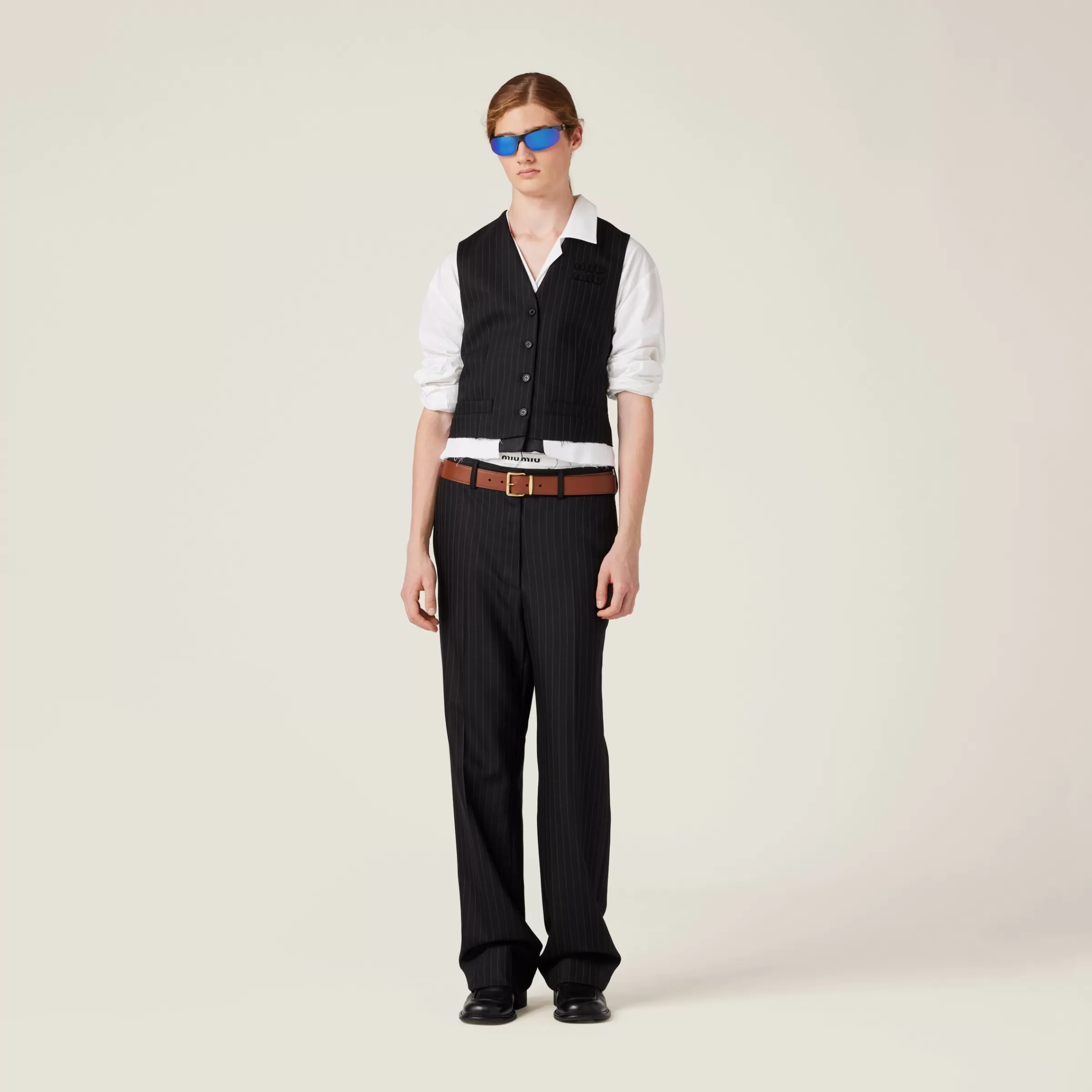 Miu Miu Pantaloni in gessato Nero Hot