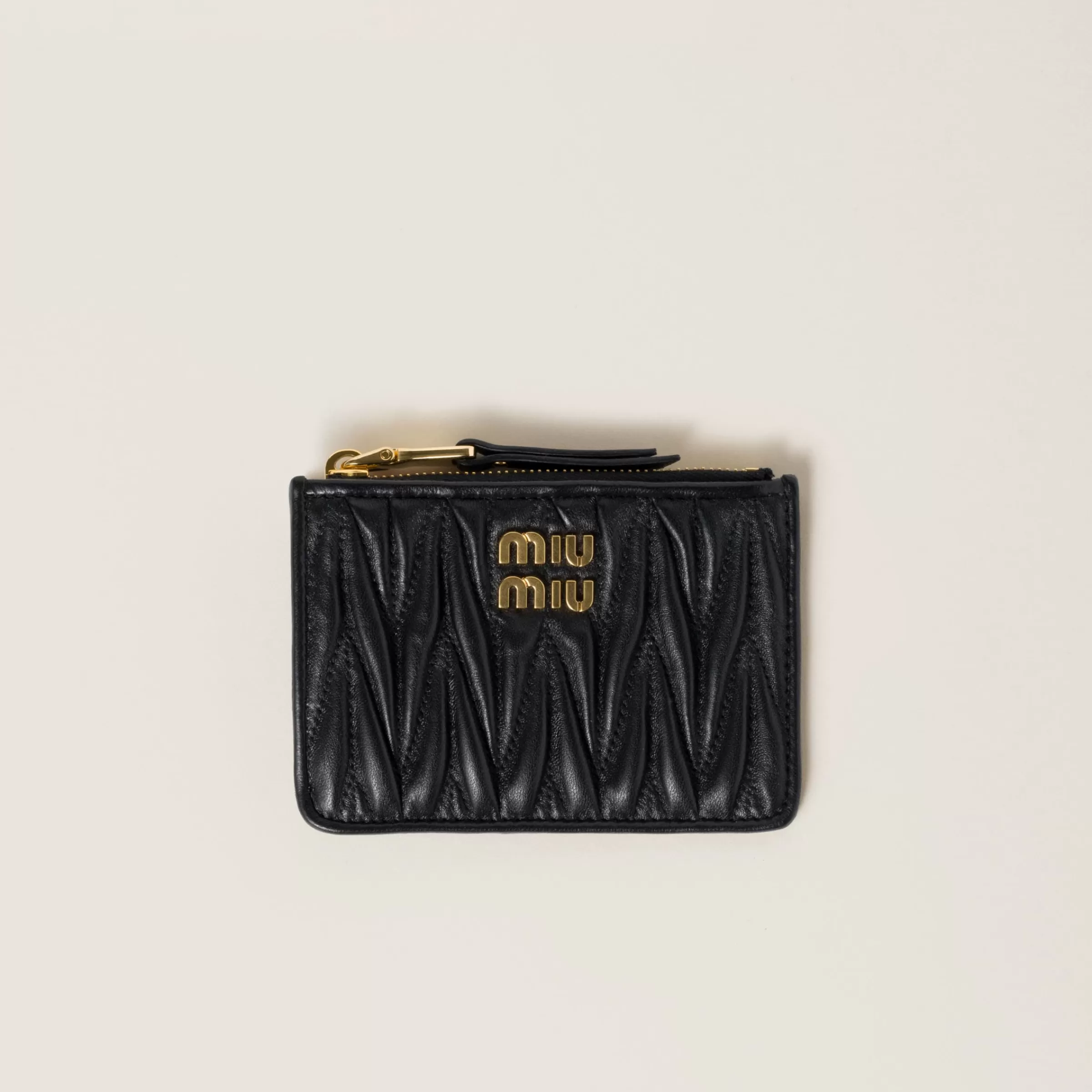 Miu Miu Portacarte in nappa matelassé Nero Clearance