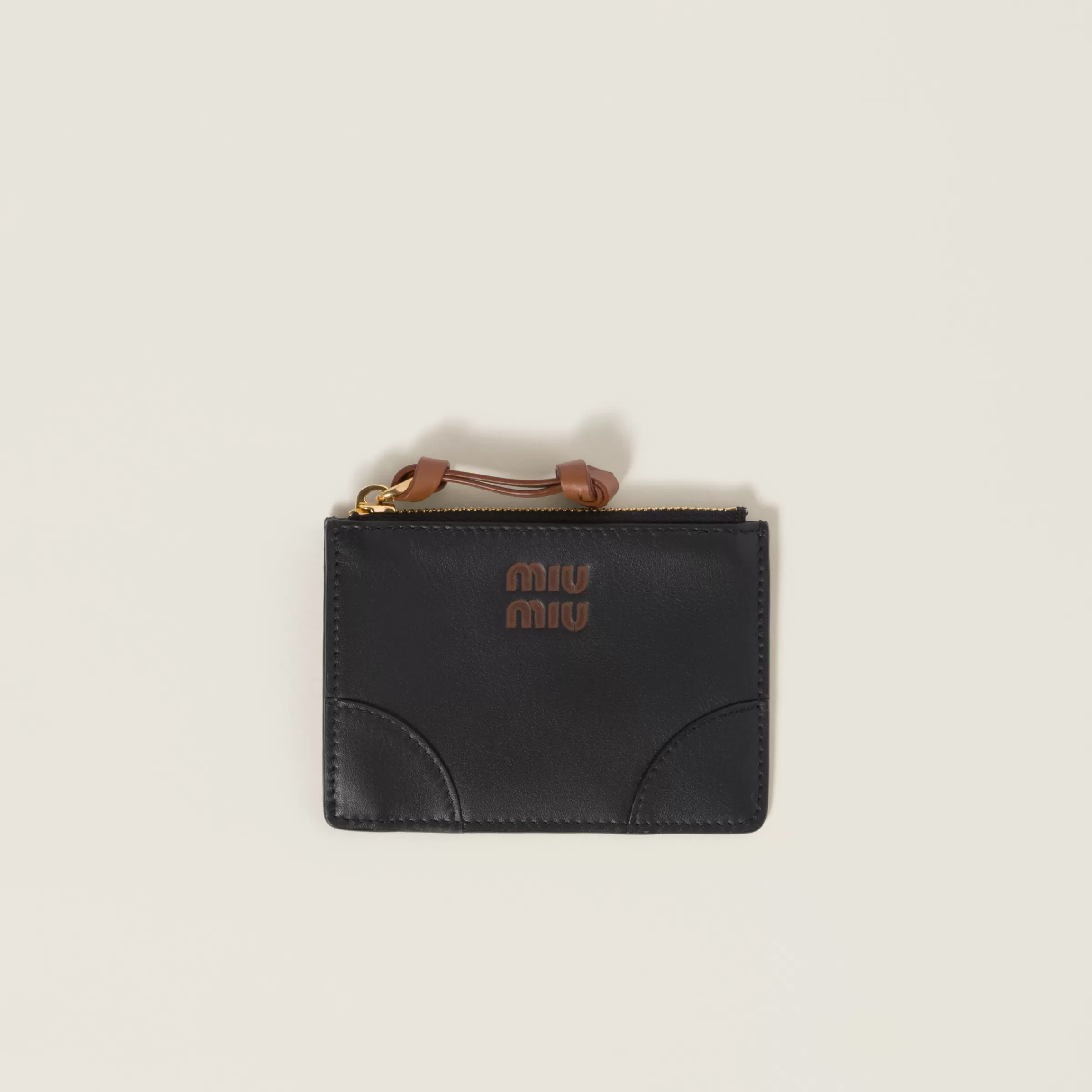 Miu Miu Portacarte in Pelle Nero/Cognac Flash Sale