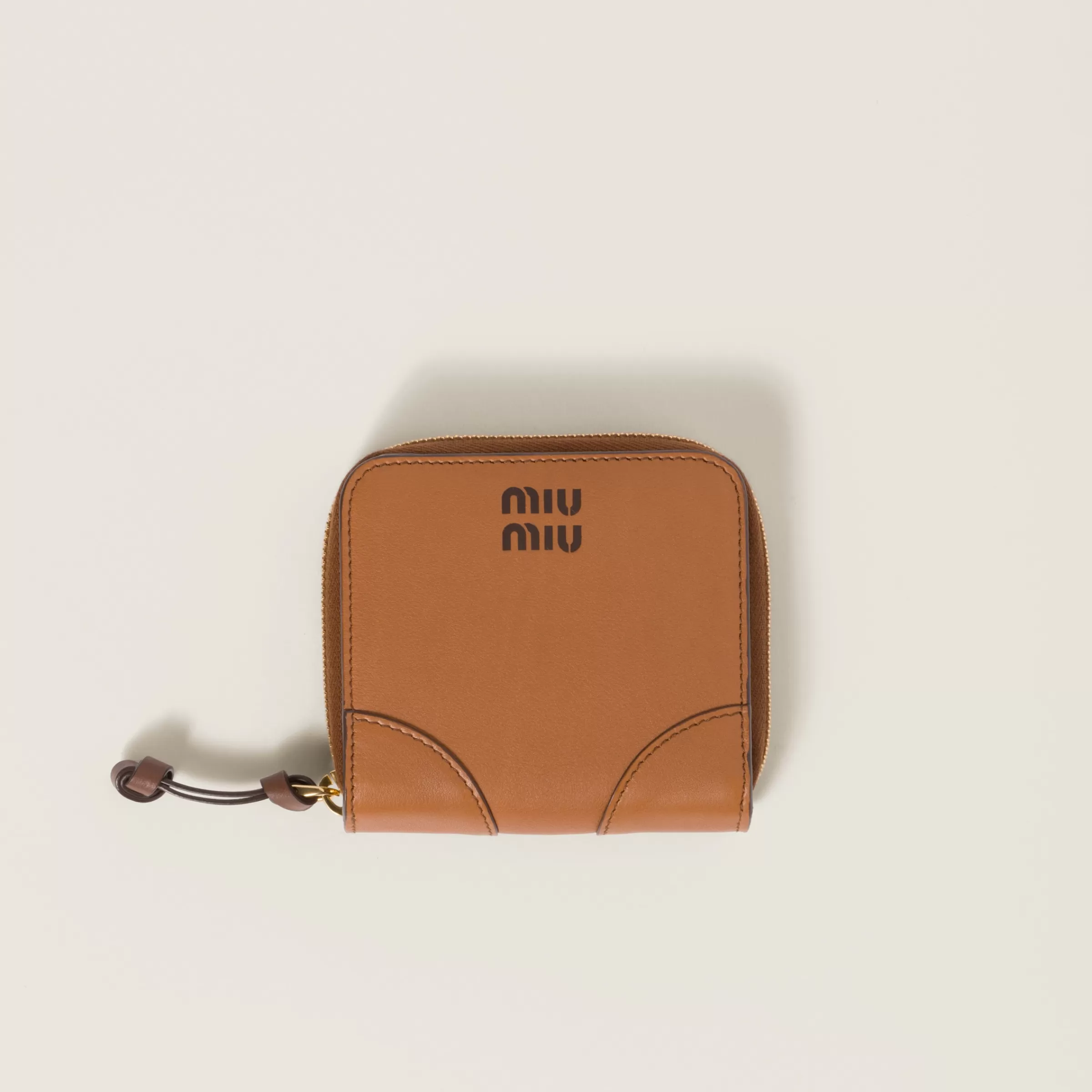 Miu Miu Portafoglio piccolo in pelle COGNAC+PALISSANDRO Cheap