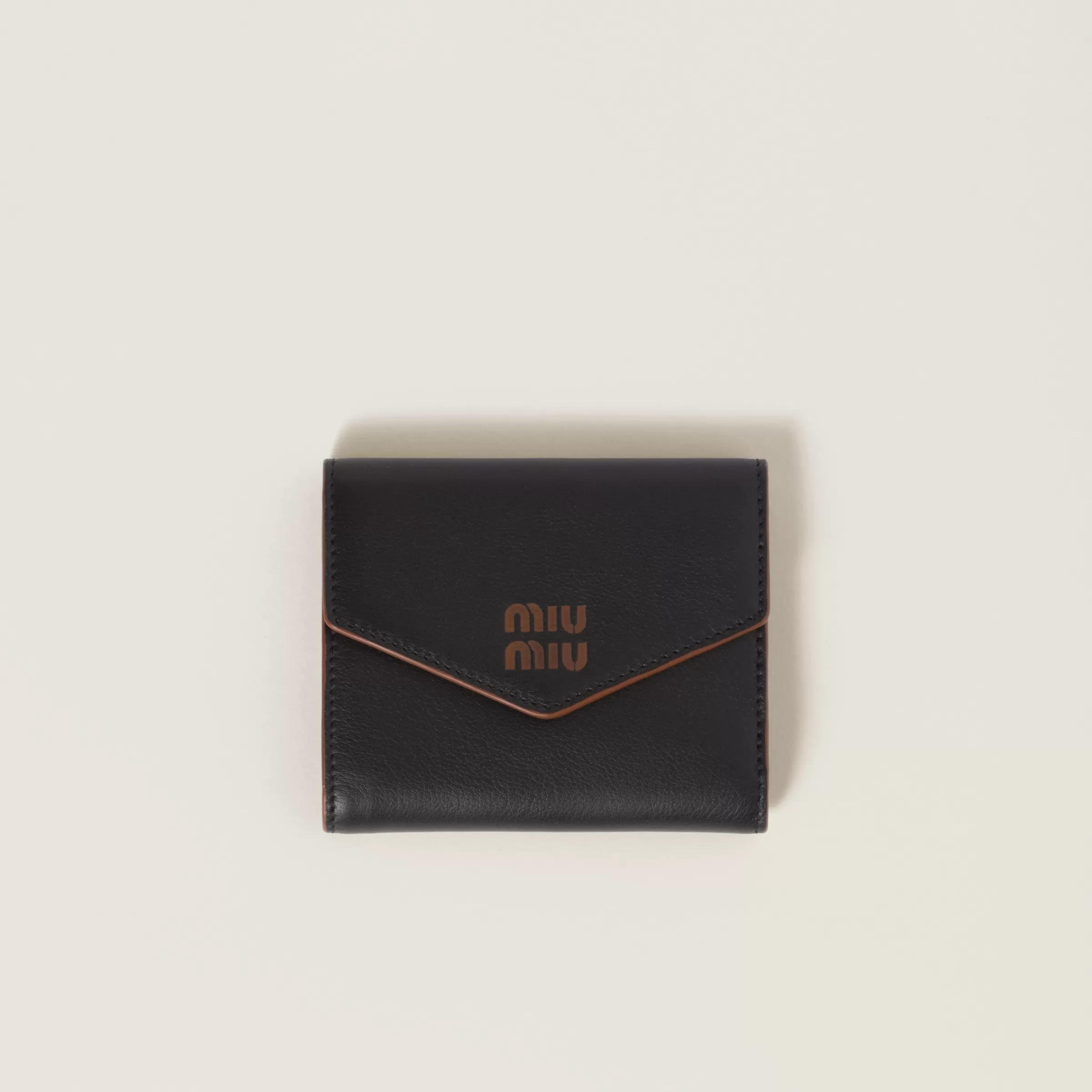 Miu Miu Portafoglio piccolo in pelle Nero/Cognac Fashion